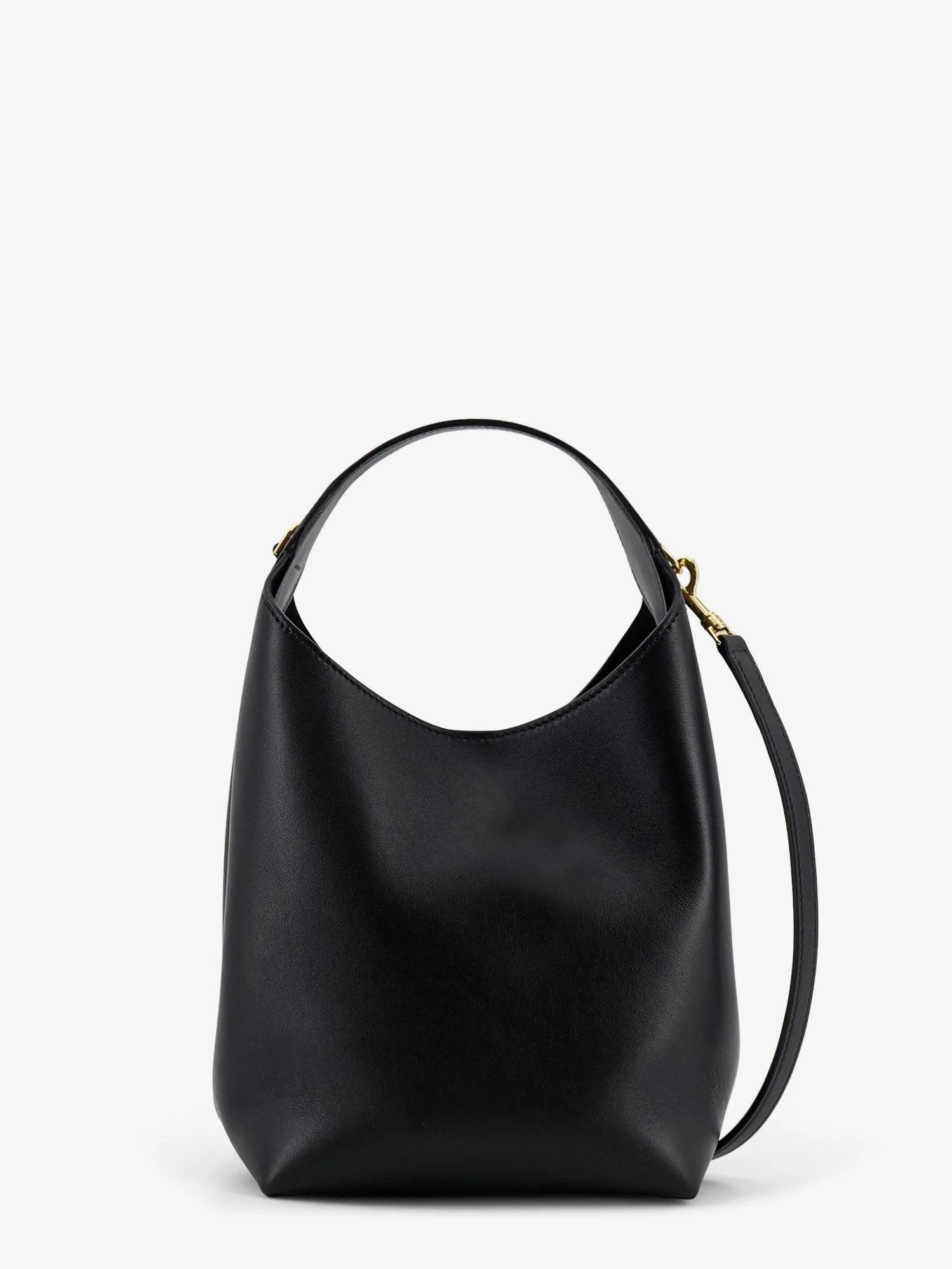 Leather crossbody bag with logo lettering on the bottom.webp