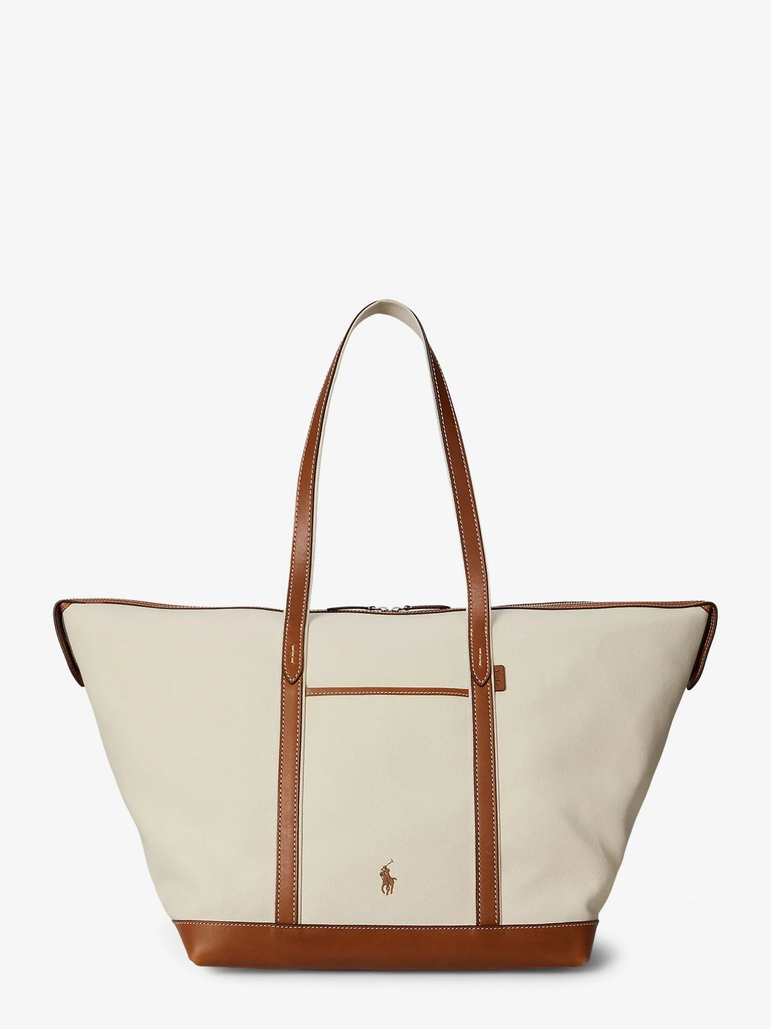 Canvas travel bag with leather profiles.webp