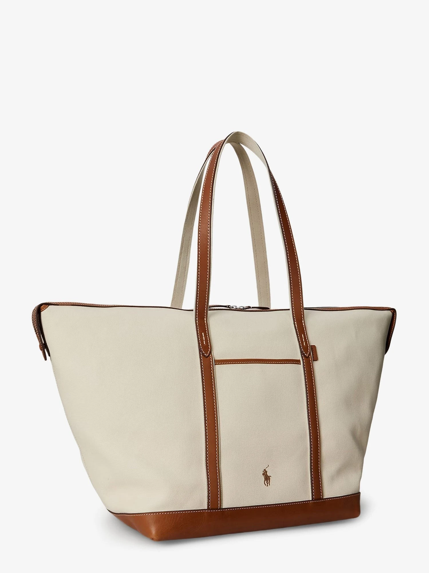 Canvas travel bag with leather profiles.webp