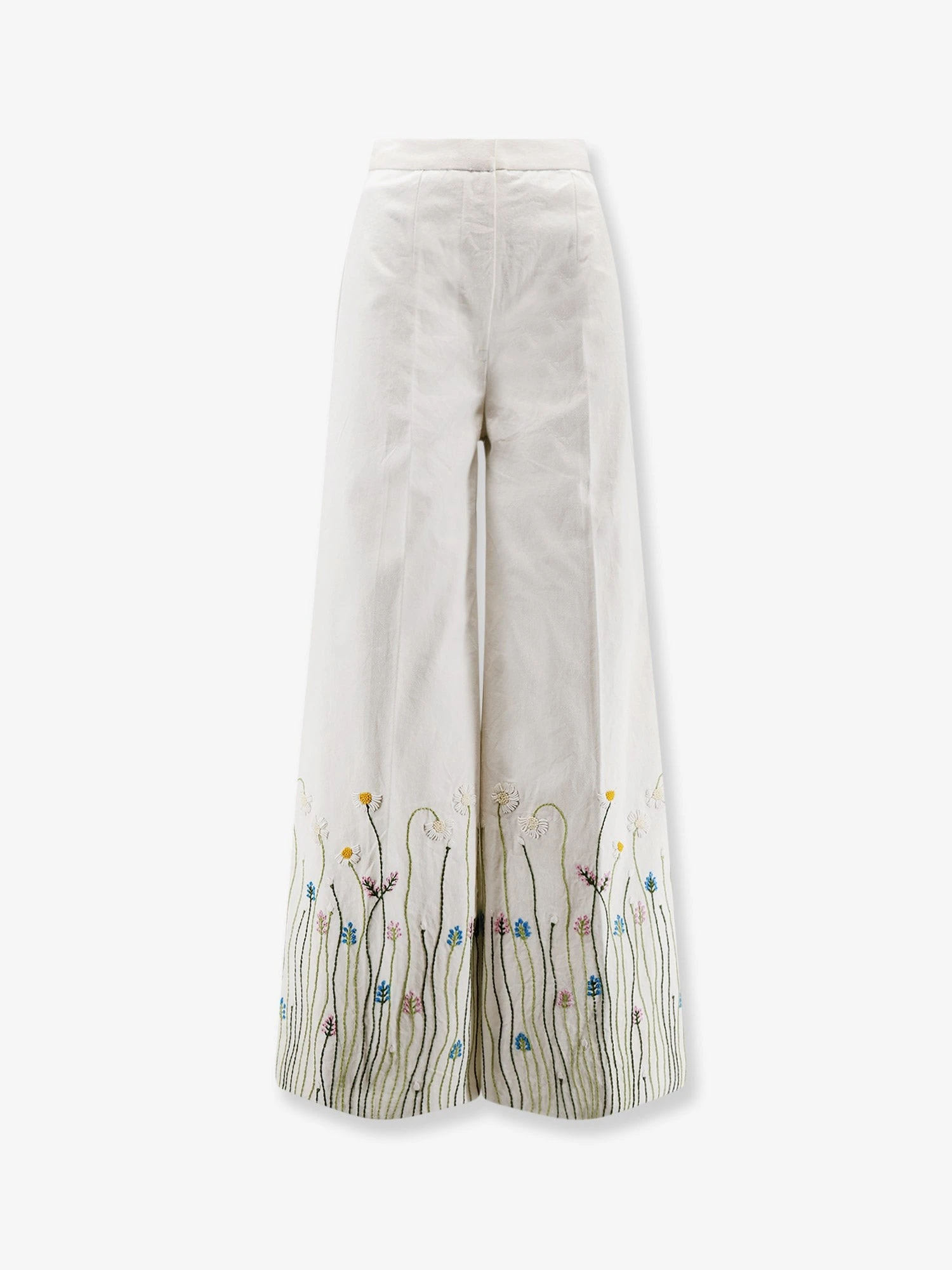 Cotton trousers with multicolor embroidery.webp