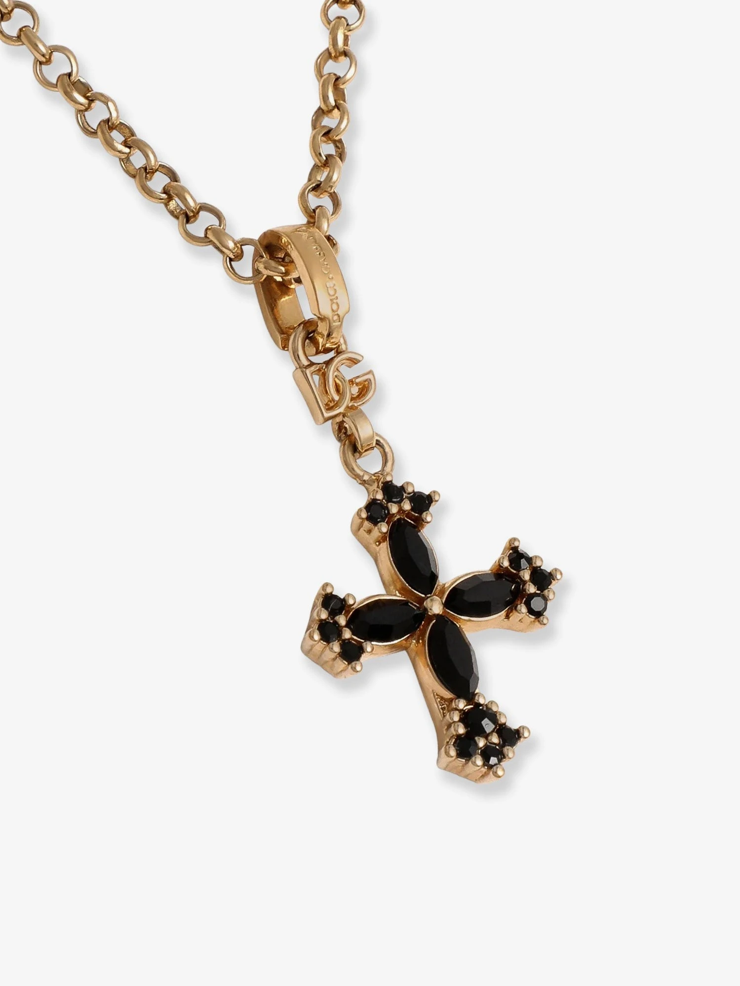 Metal necklace with rhinestone detail.webp