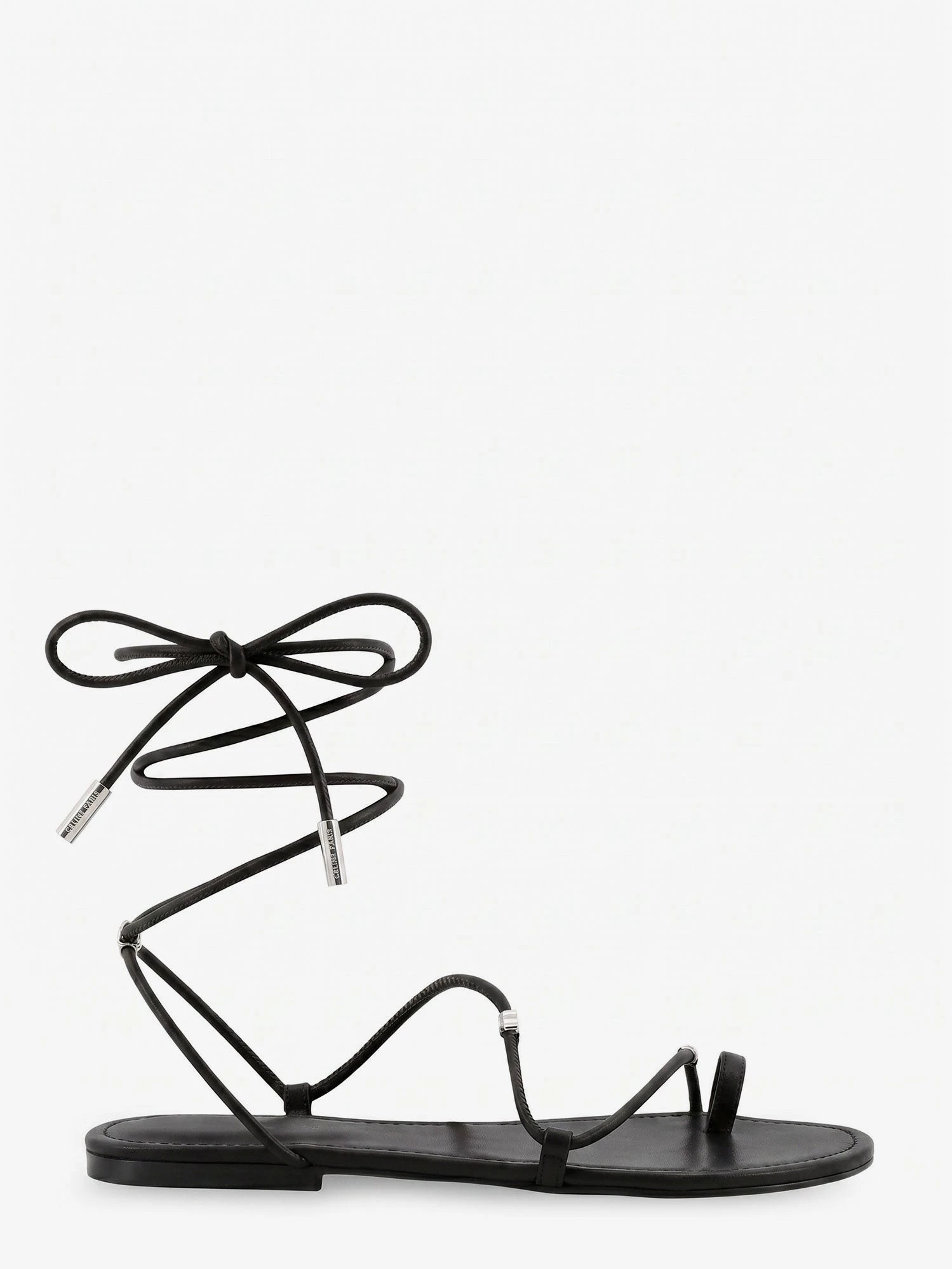 Leather sandals with metal Triomphe logo.webp