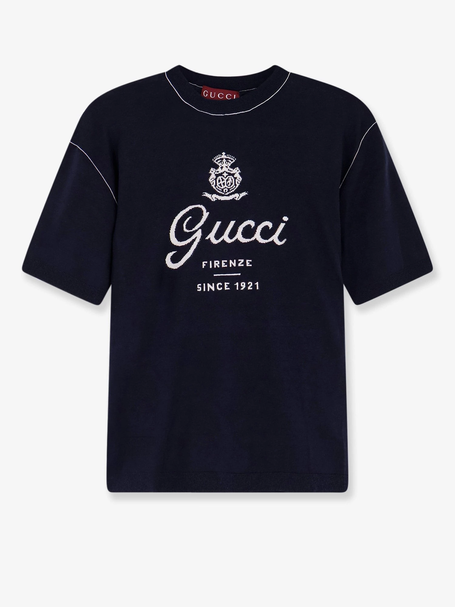 Silk and linen sweater with Gucci Firenze Since 1921 inlay.webp