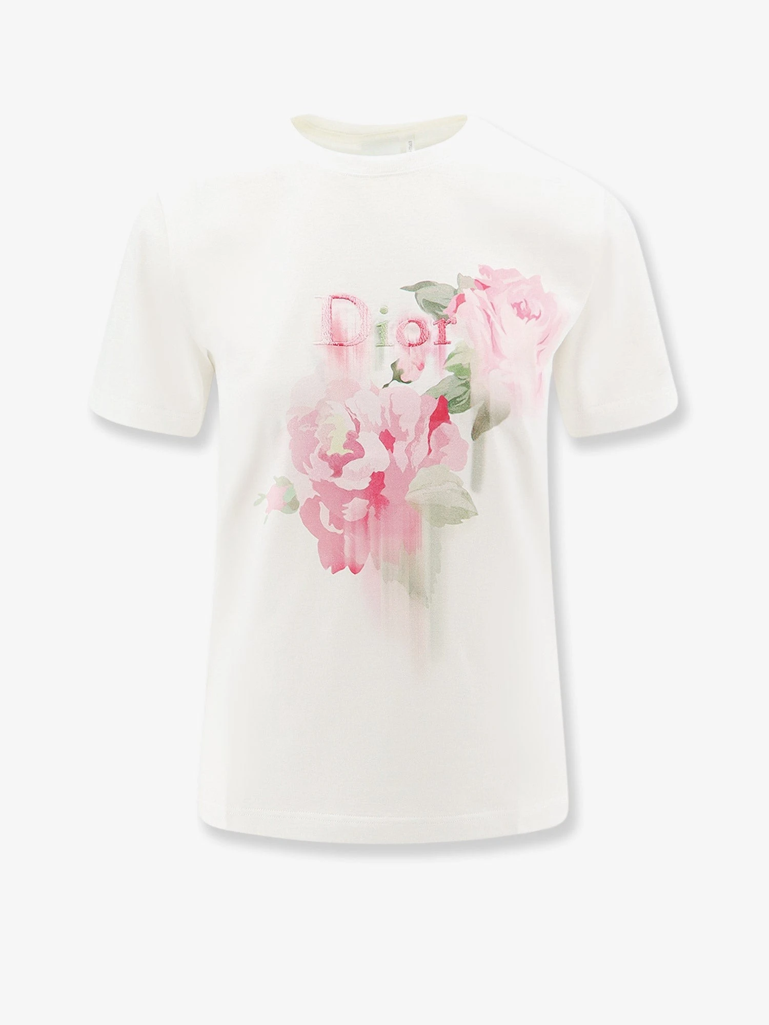 Cotton T-shirt with Dior Painted Roses print.webp