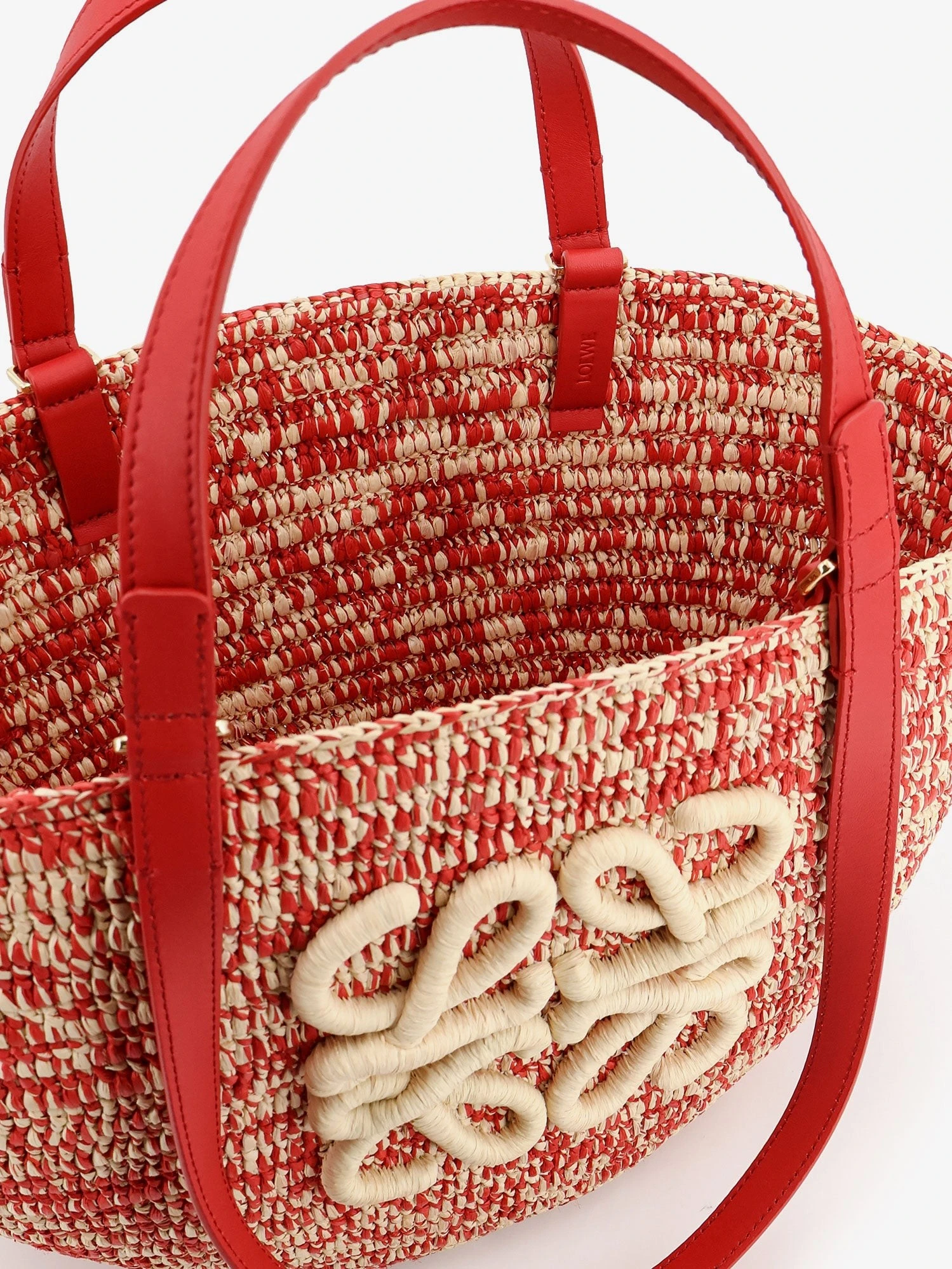 Paula's Ibiza -Medium Eclipse raffia and leather shoulder bag with 3D Anagram logo.webp