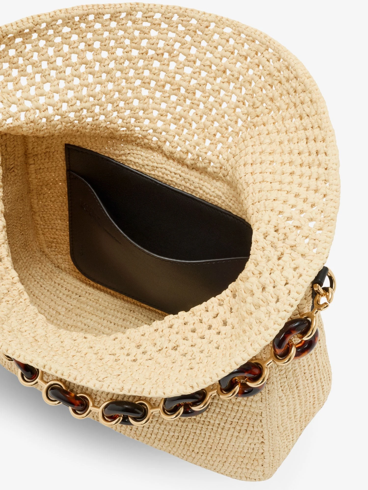 Paula's Ibiza -Ola Medium Raffia shoulder Bag with Metal Logo Lettering.webp