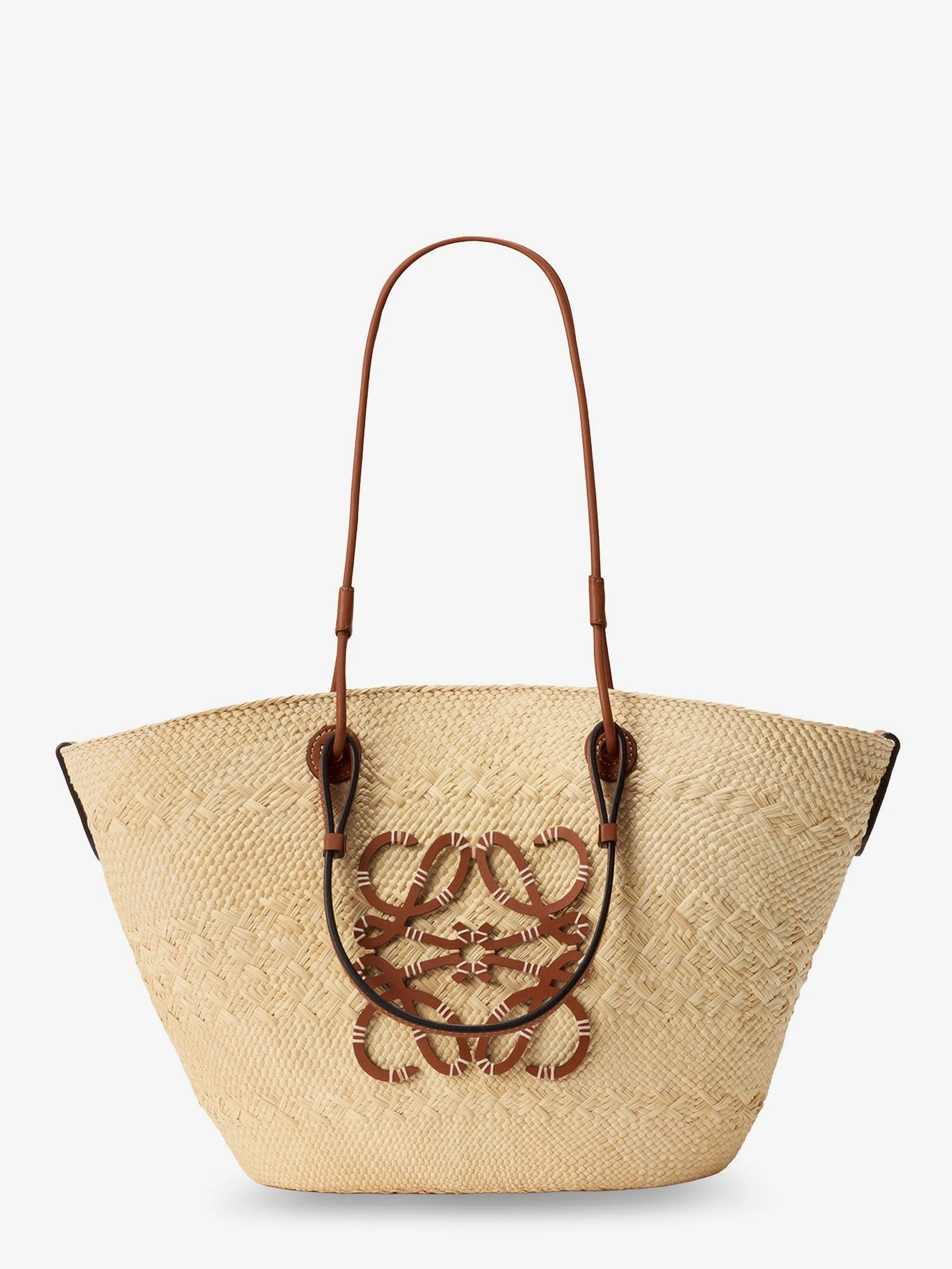 Paula's Ibiza -Anagram raffia and leather shoulder bag.webp
