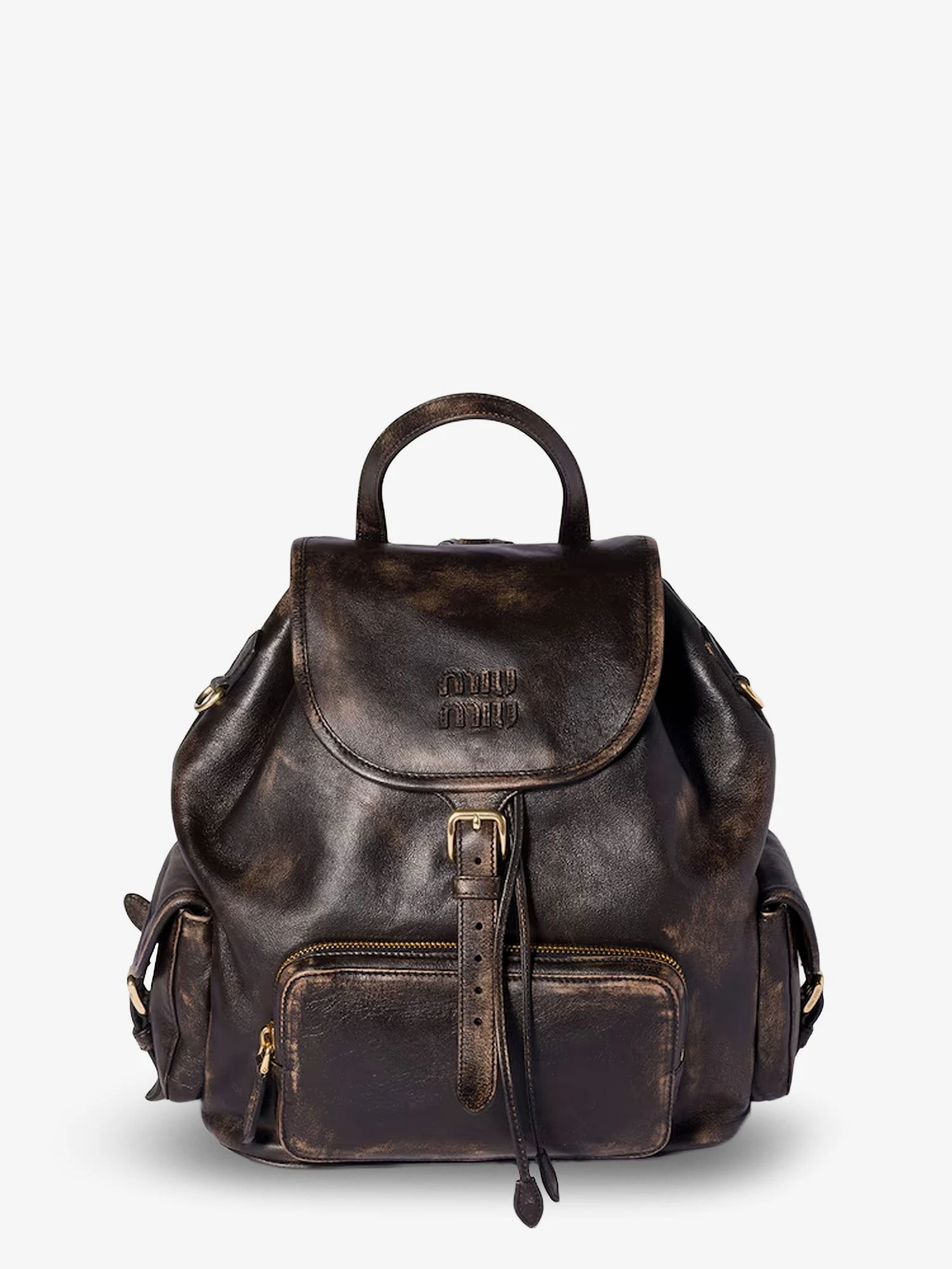 Leather backpack with a vintage effect.webp