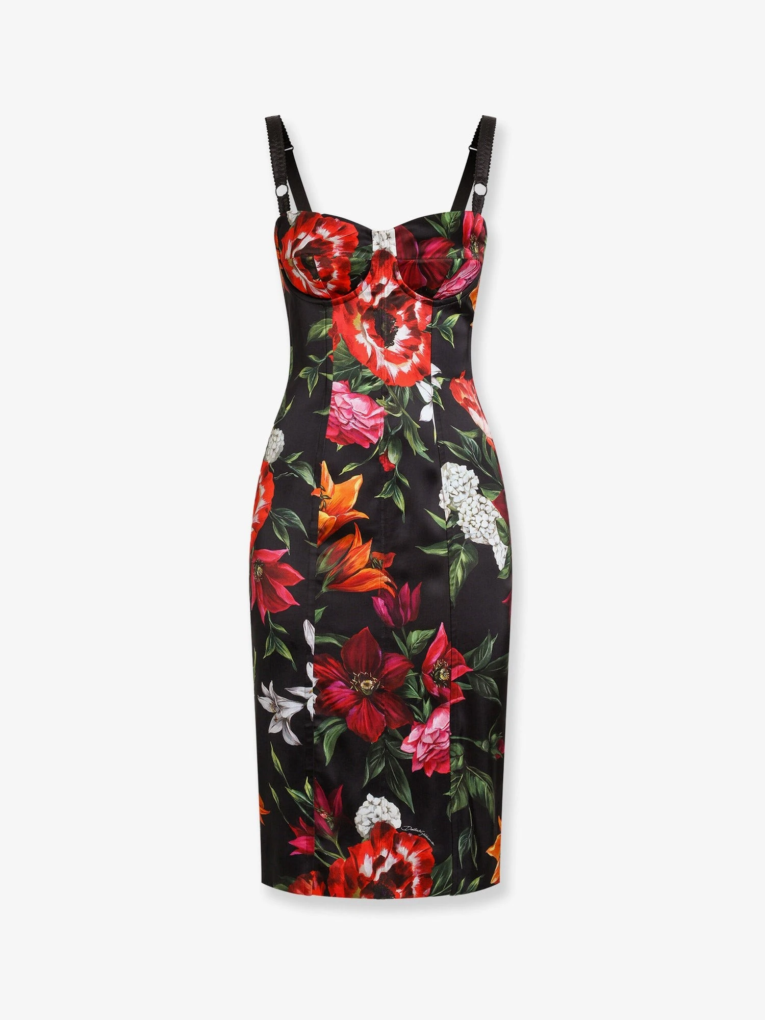 Satin dress with floral print.webp