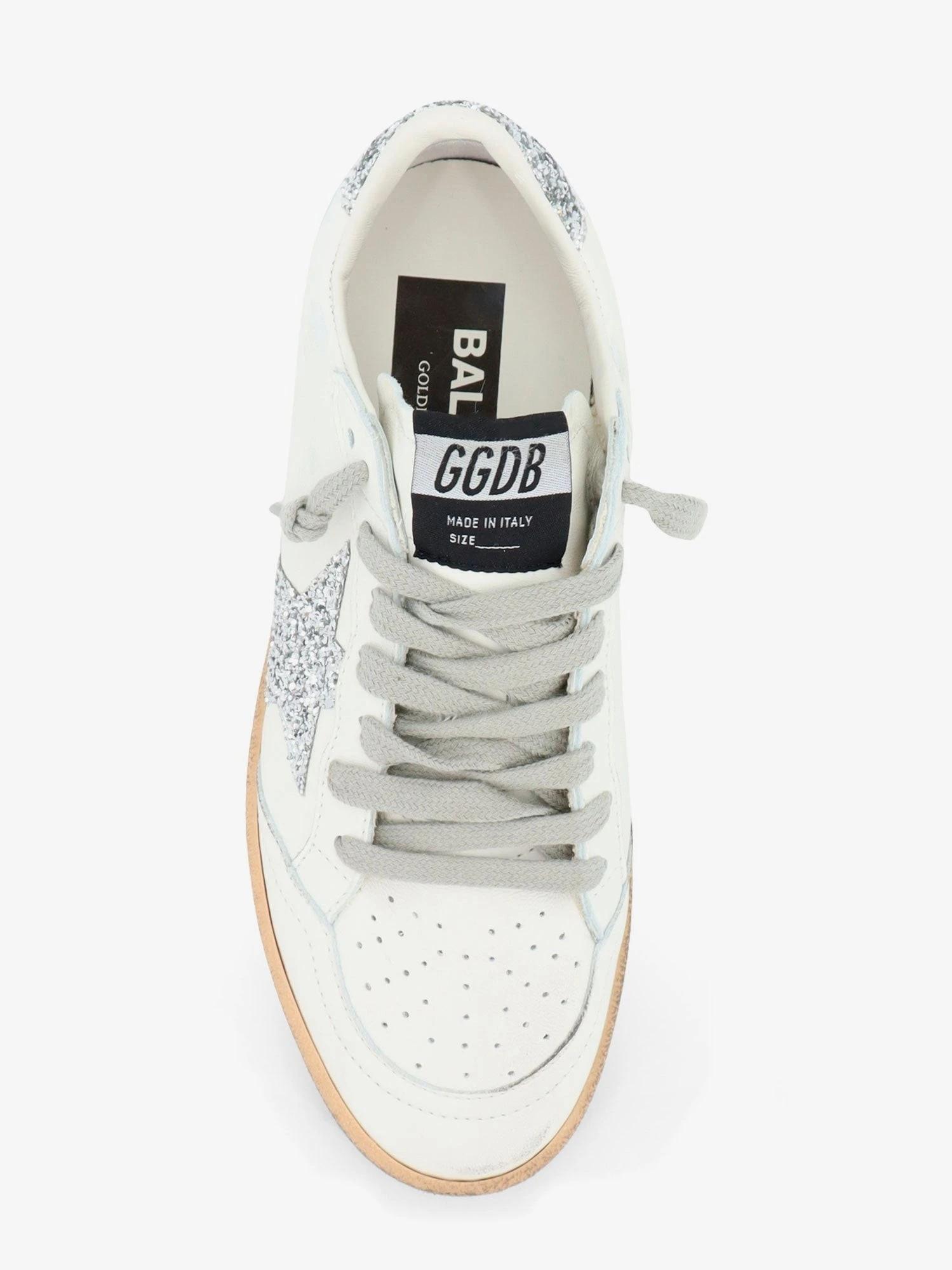 Ballstar leather sneakers with iconic glitter logo on the side.webp