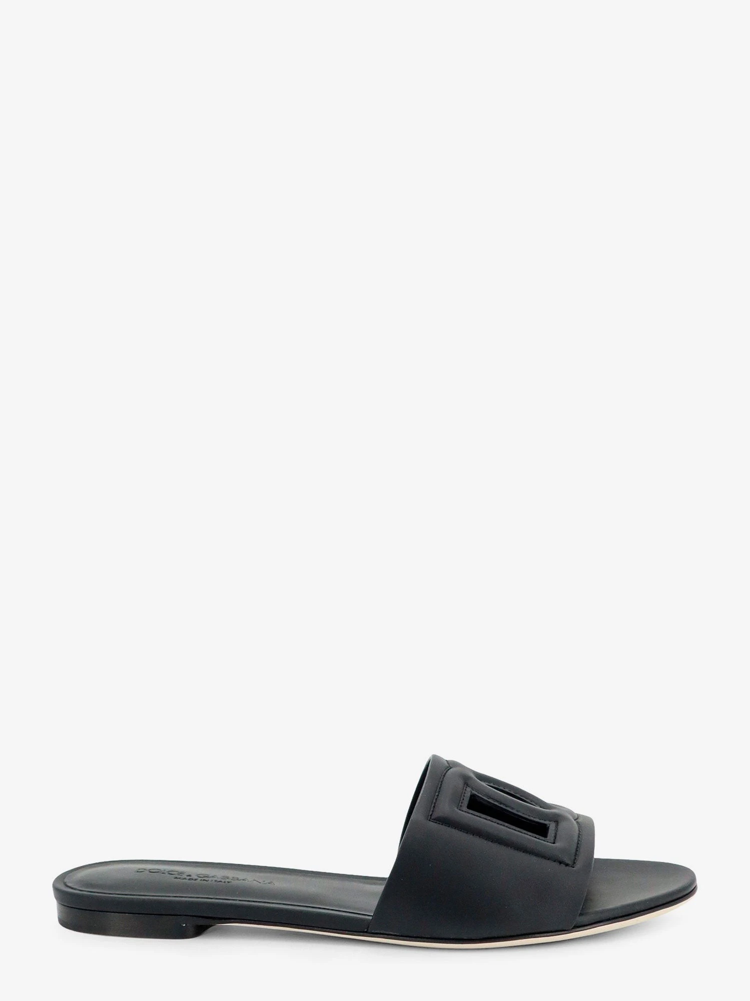 Leather sandals with DG Millennials logo.webp