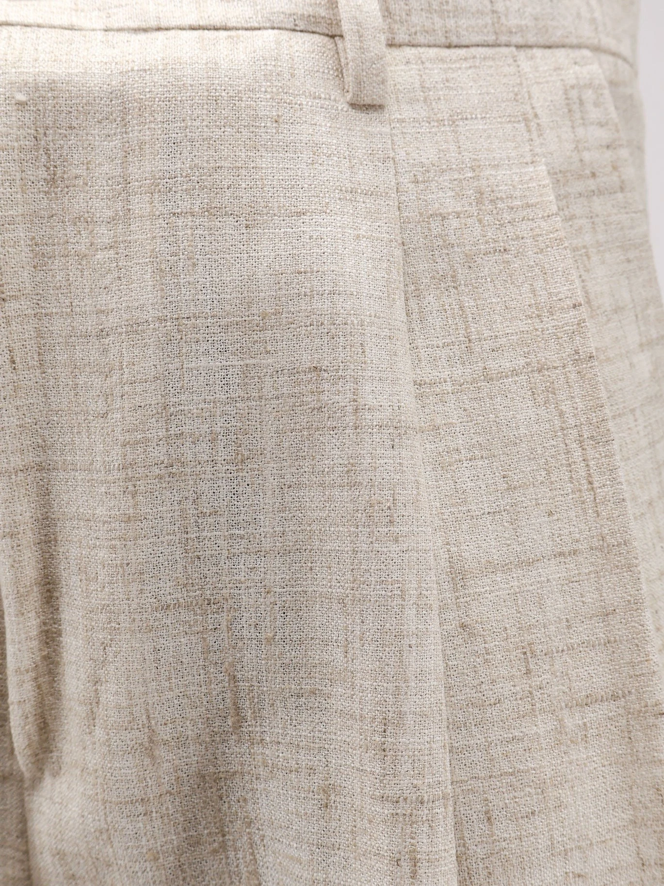 Viscose and linen blend trousers with tweed effect.webp