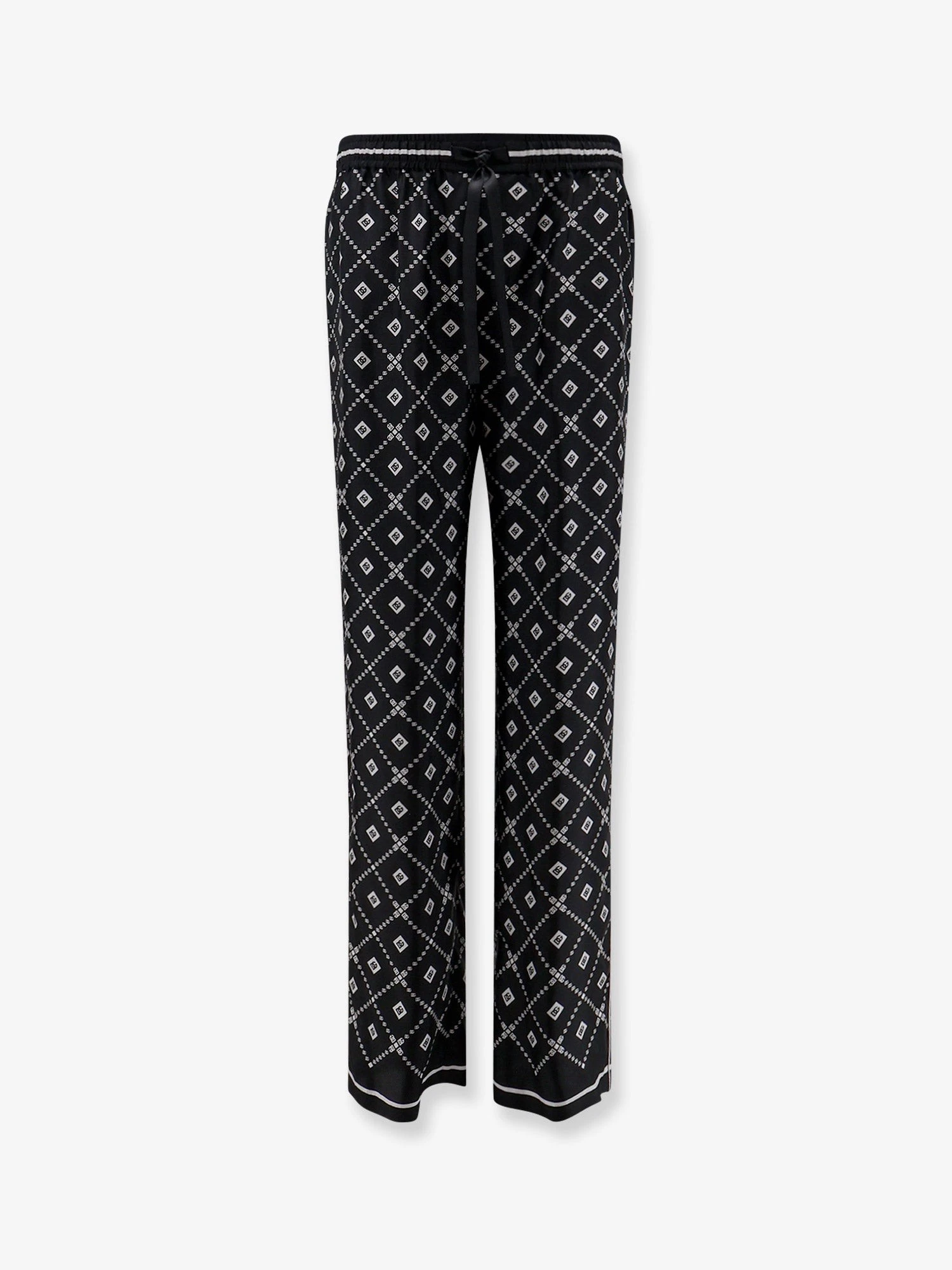Silk trousers with all-over logo print.webp