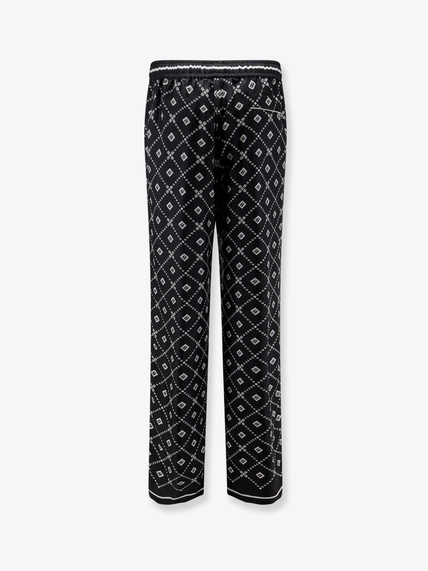 Silk trousers with all-over logo print.webp