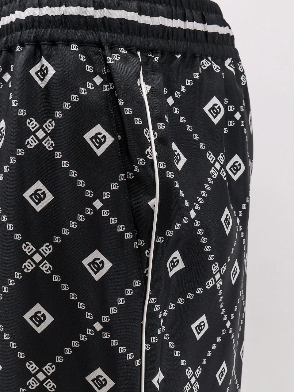 Silk trousers with all-over logo print.webp