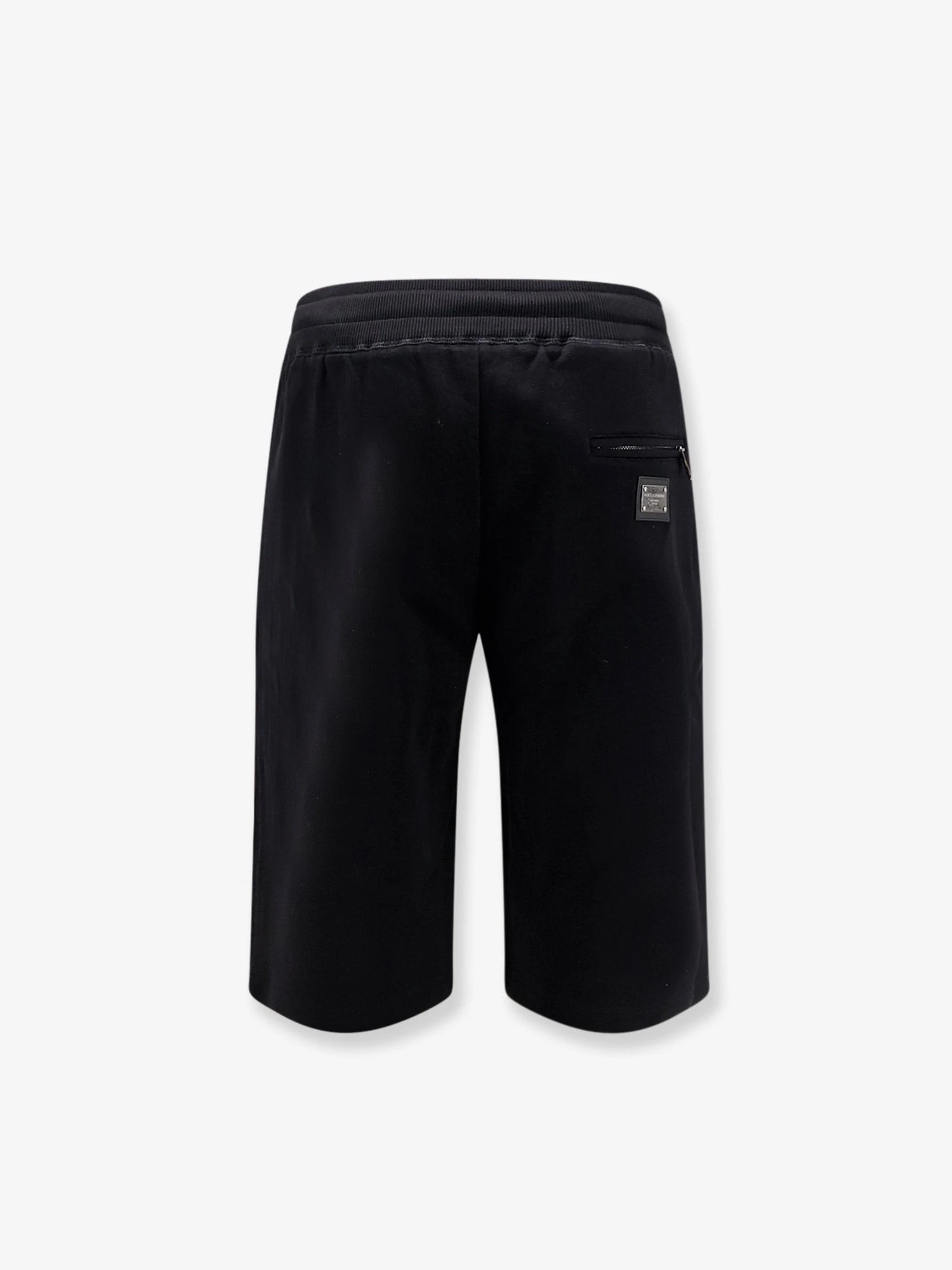 Cotton Bermuda shorts with metal logo patch.webp