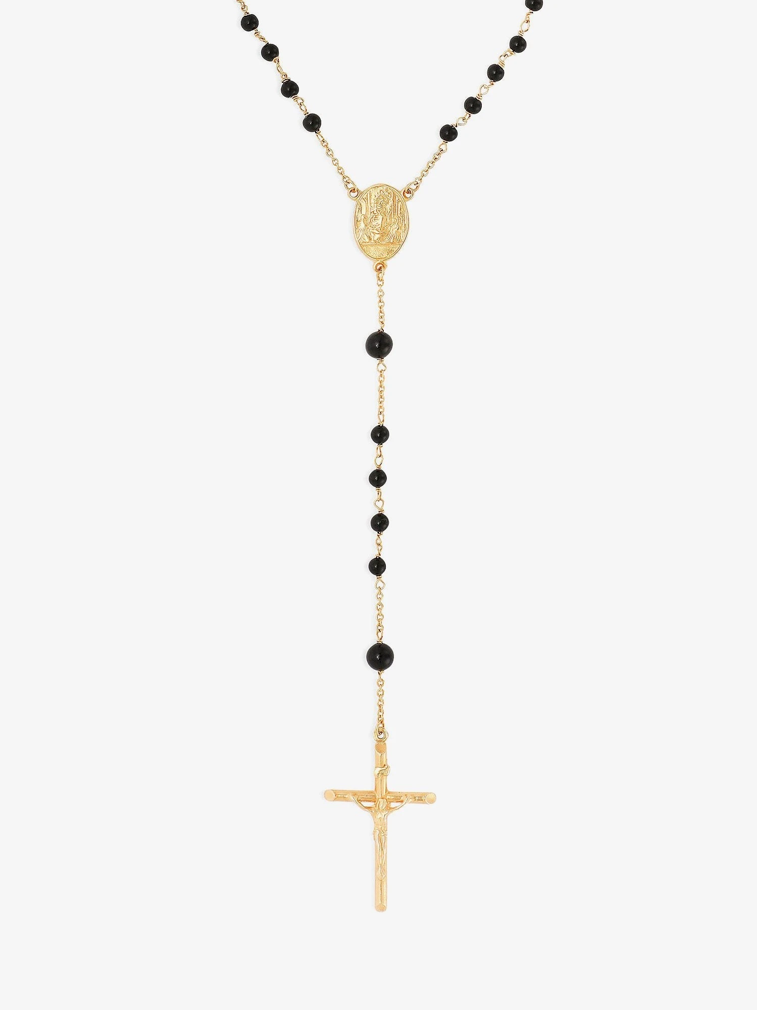 Gold brass rosary with natural stones.webp