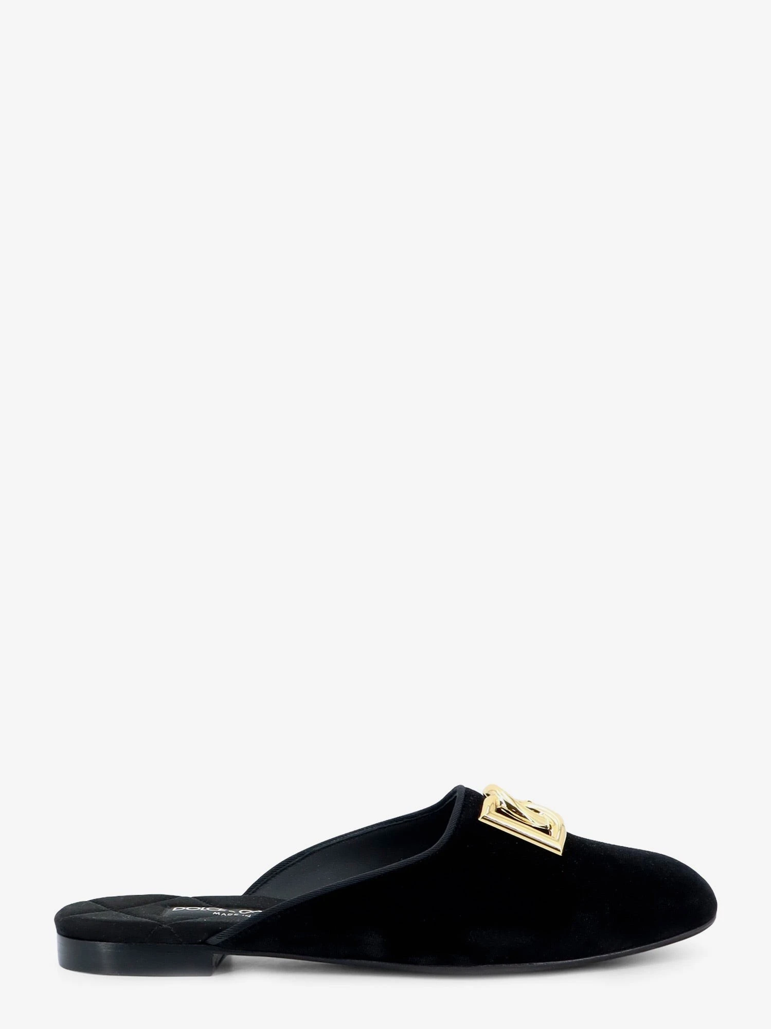 Velvet sabot with metal DG logo.webp