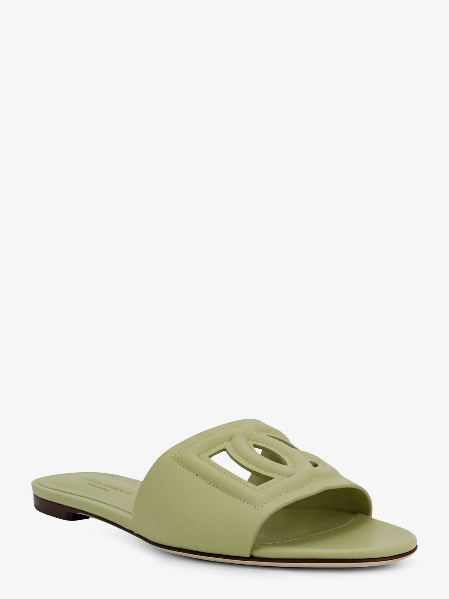 Leather sandals with DG Millennials logo.webp