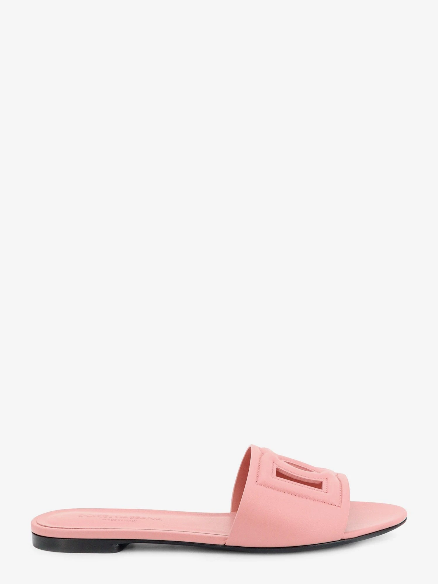 Leather sandals with DG Millennials logo.webp