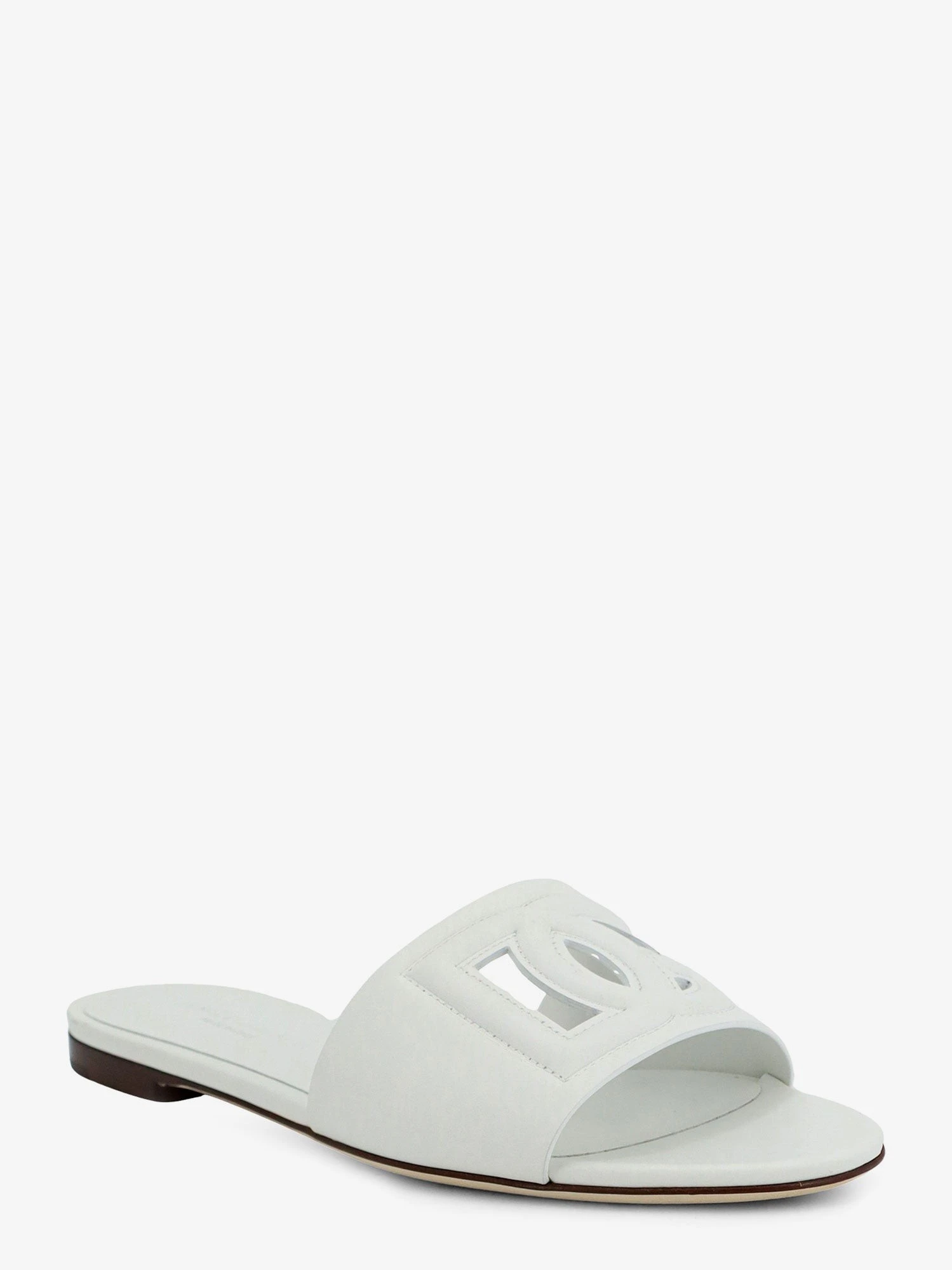 Leather sandals with DG Millennials logo.webp