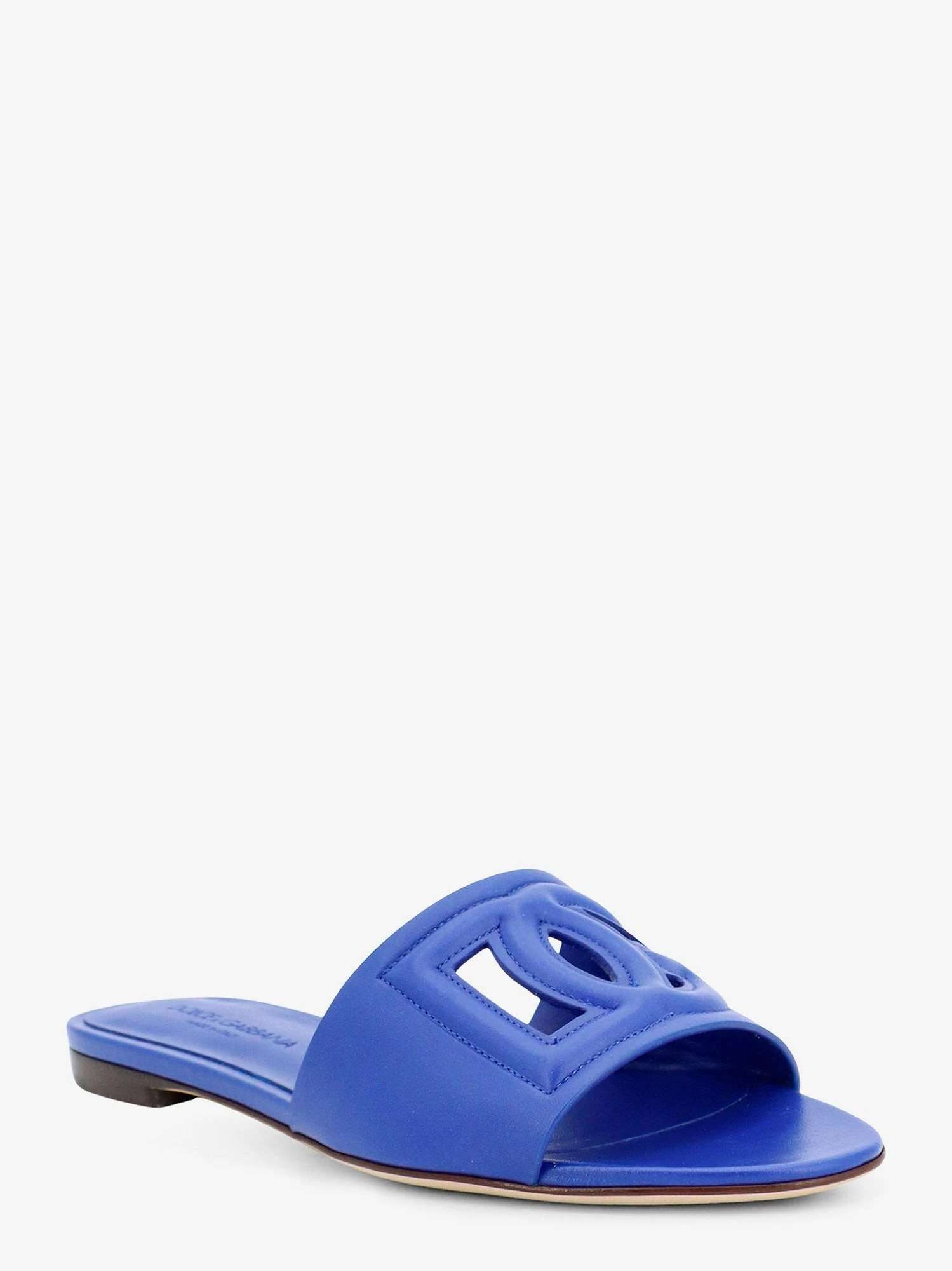 Leather sandals with DG Millennials logo.webp