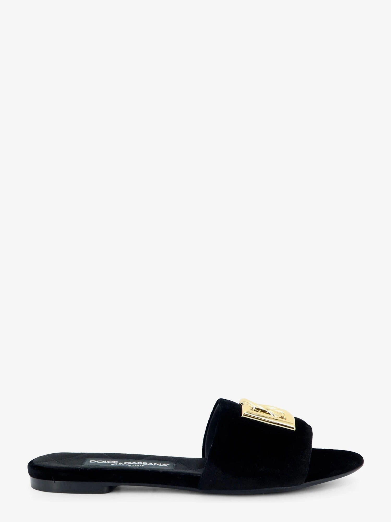 Velvet sandals with DG logo on the front.webp