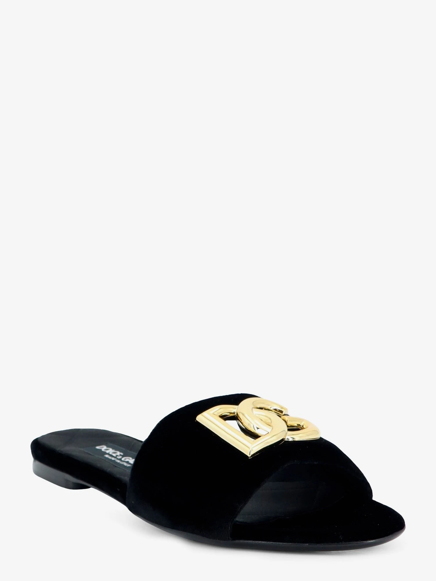 Velvet sandals with DG logo on the front.webp