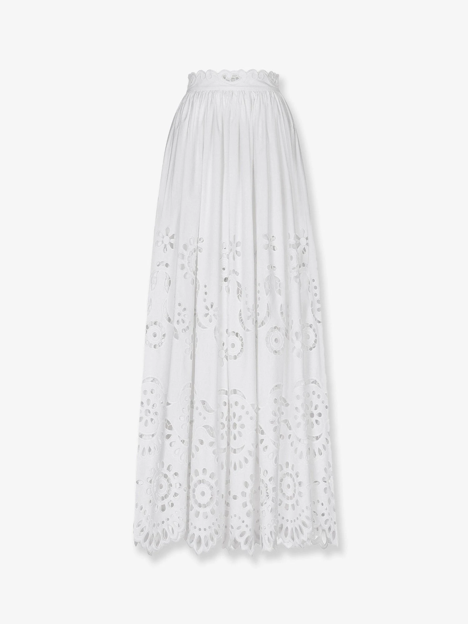 Long cotton poplin skirt with cut-out embroidery.webp
