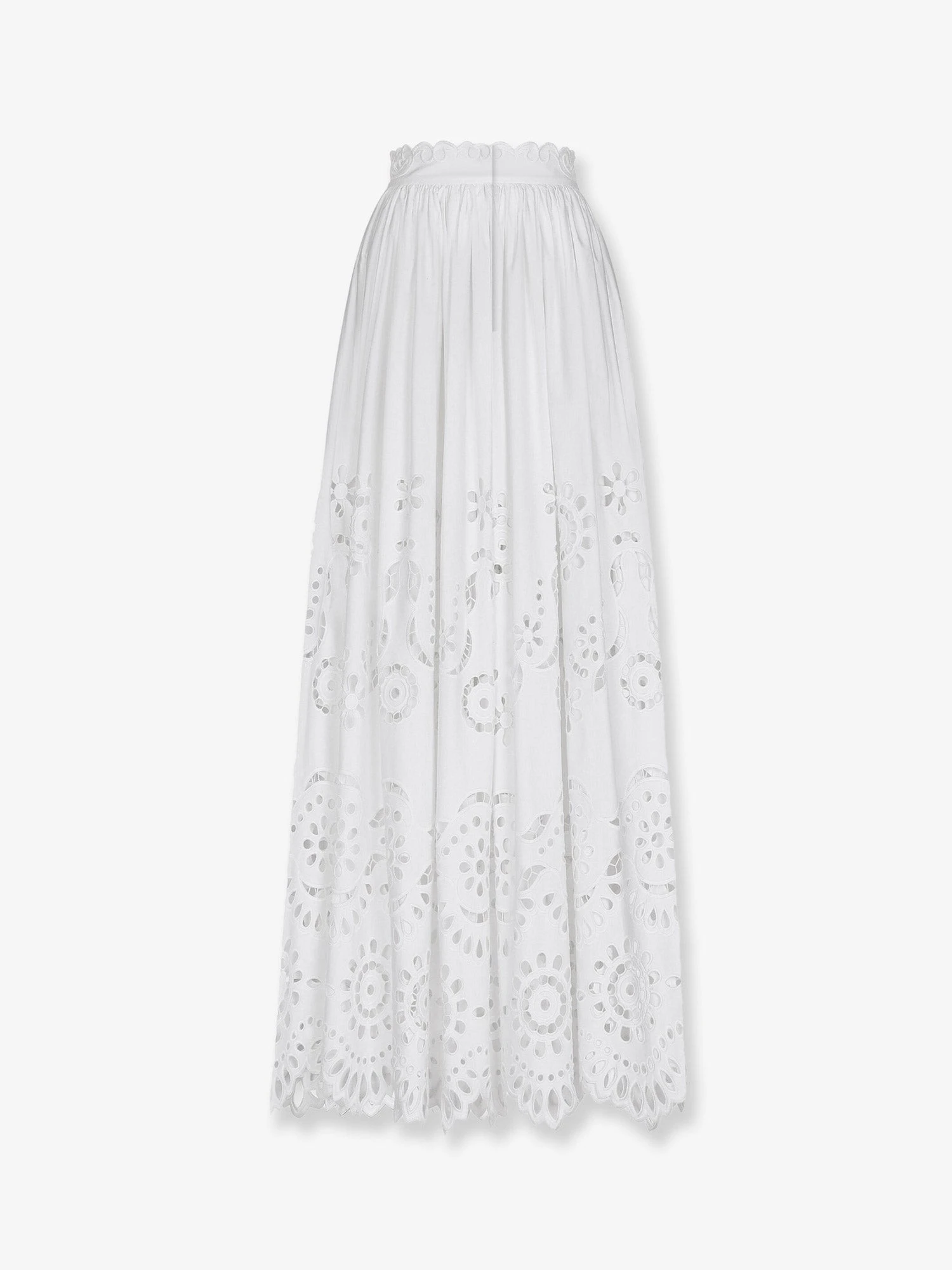 Long cotton poplin skirt with cut-out embroidery.webp