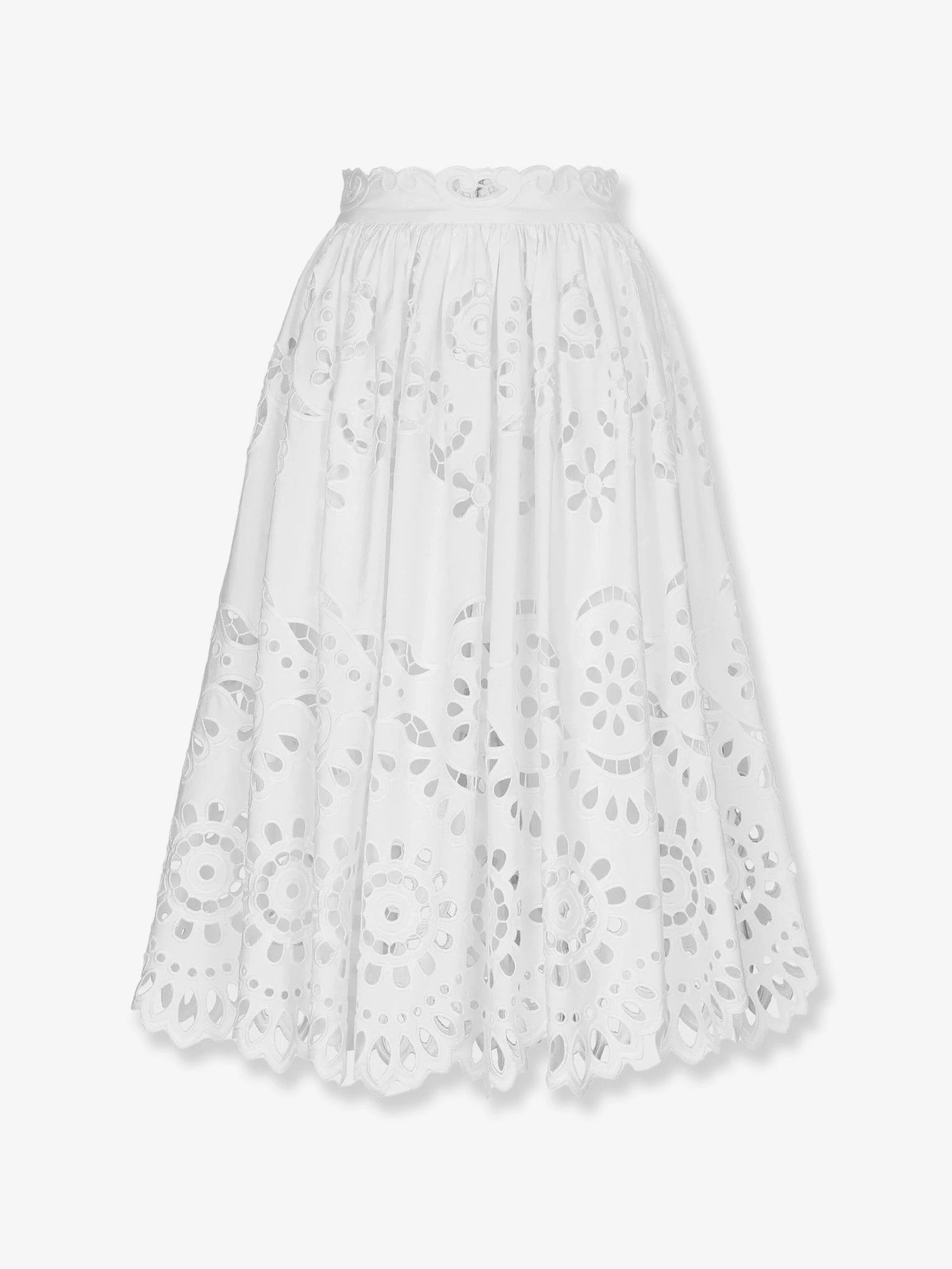 Cotton midi skirt with cut-out details.webp