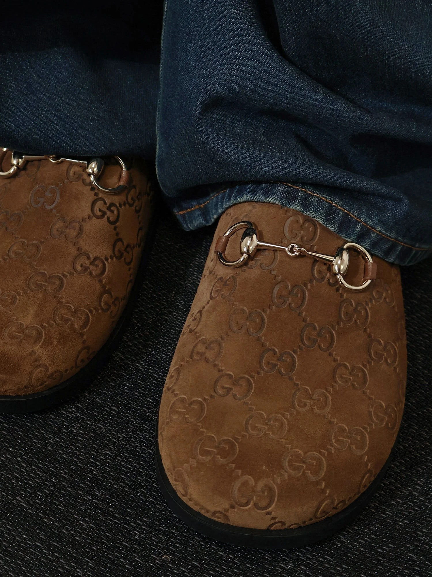 Suede sandals with all-over GG motif.webp