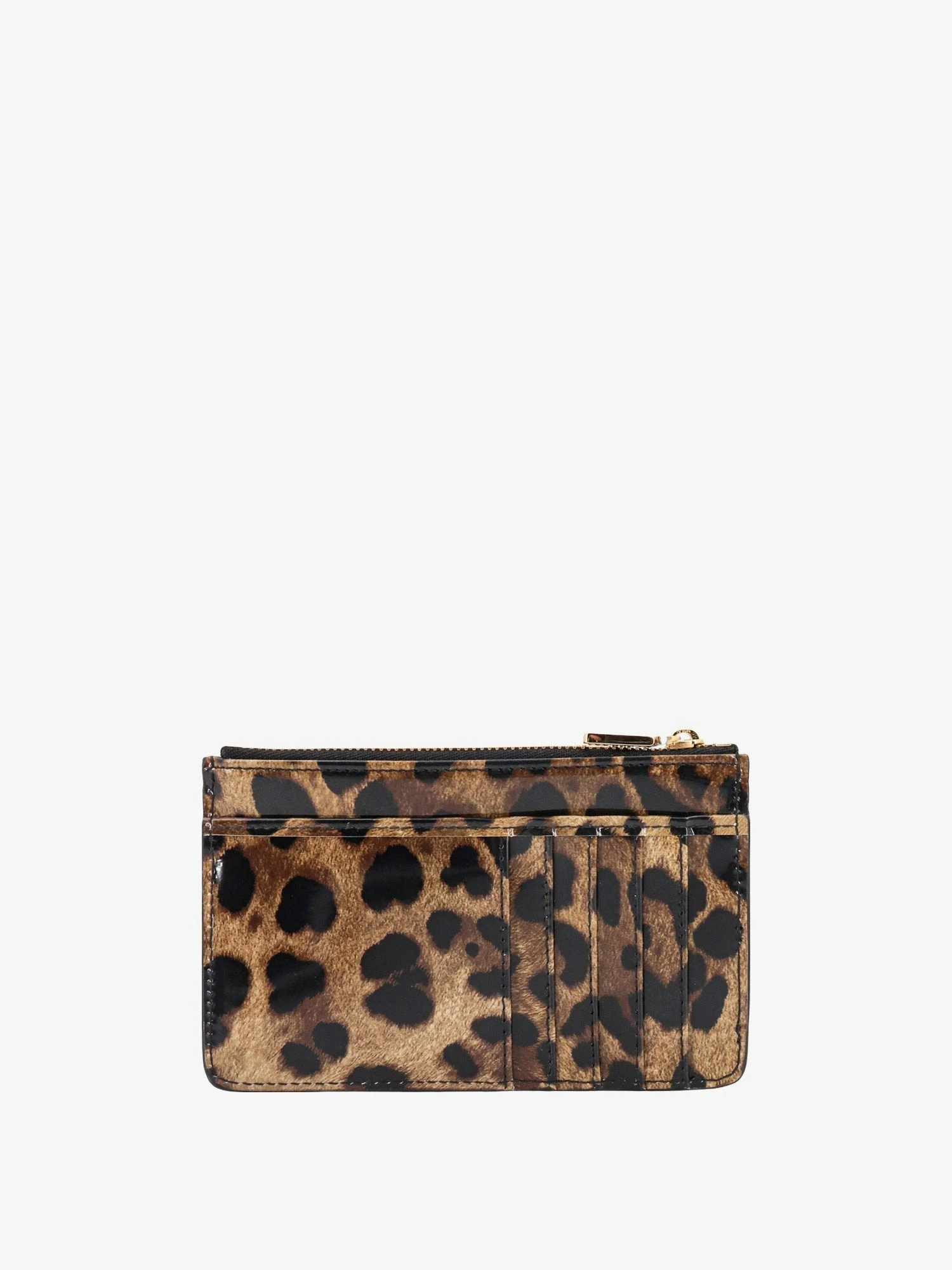 Patent leather card holder with animal print.webp
