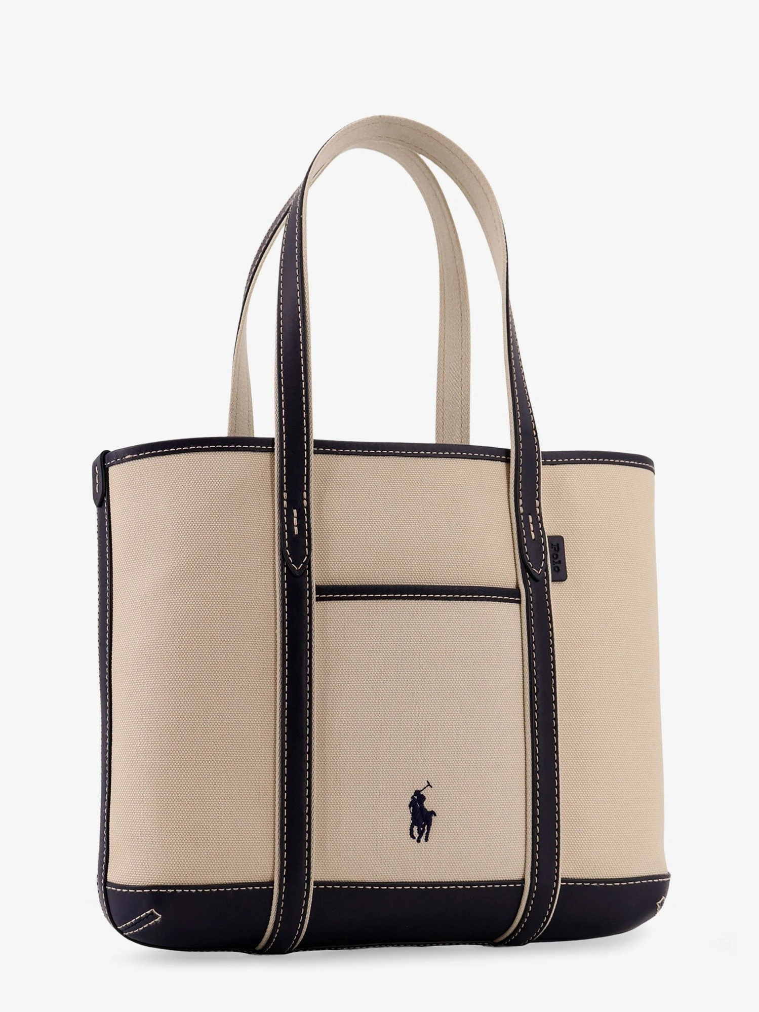 Canvas shoulder bag with embroidered logo on the front.webp