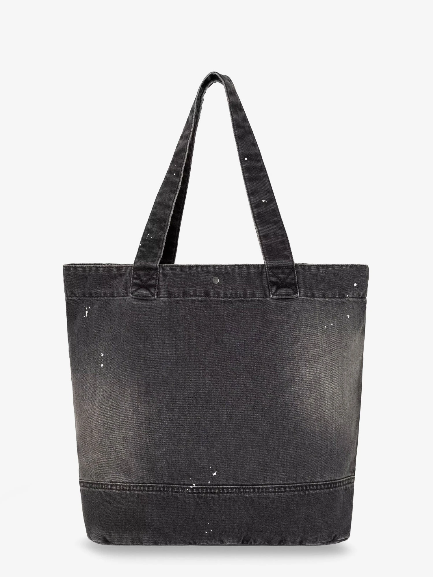 Used-effect black denim shopping bag.webp