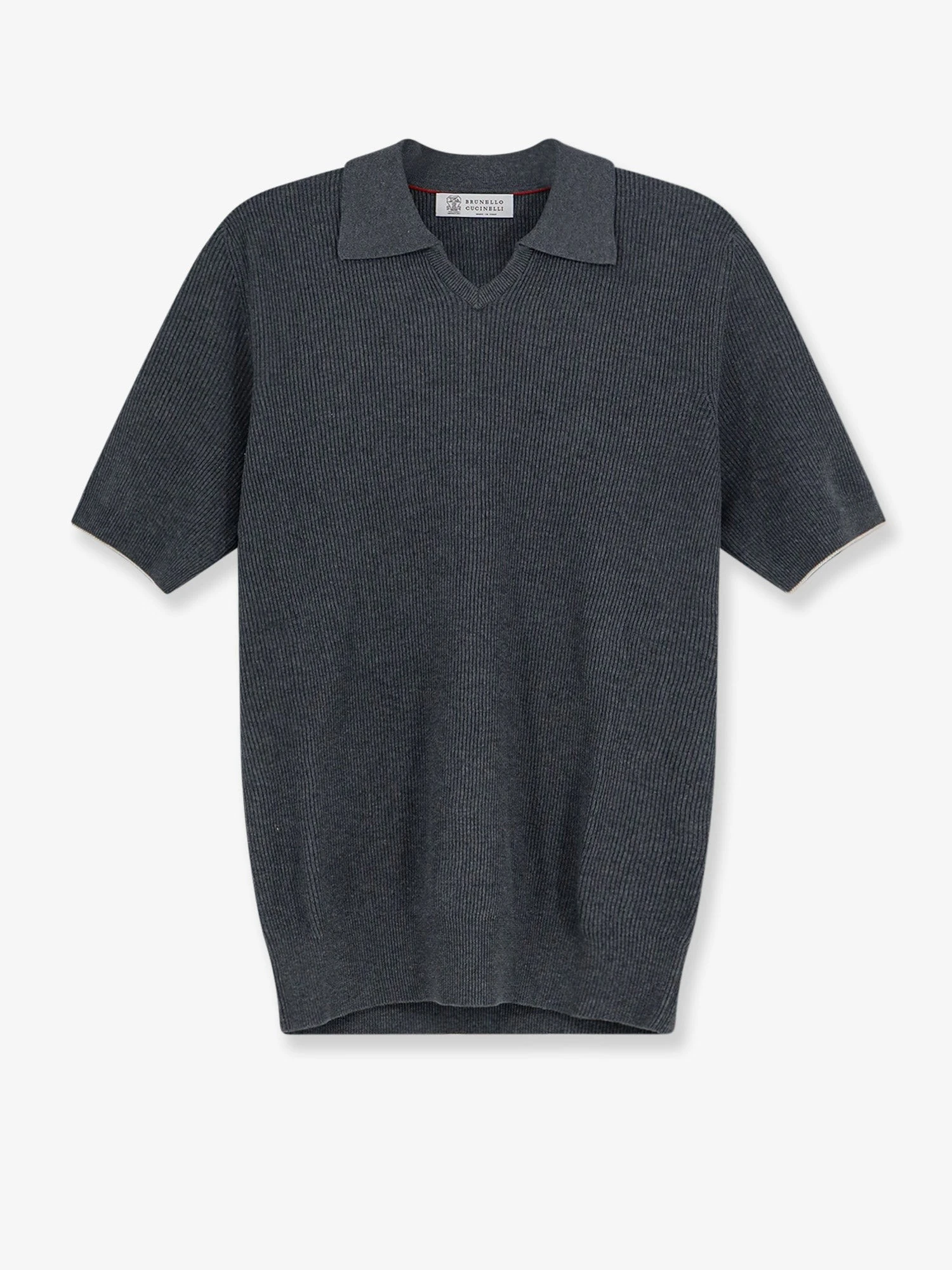 Cotton polo shirt with ribbed knit.webp