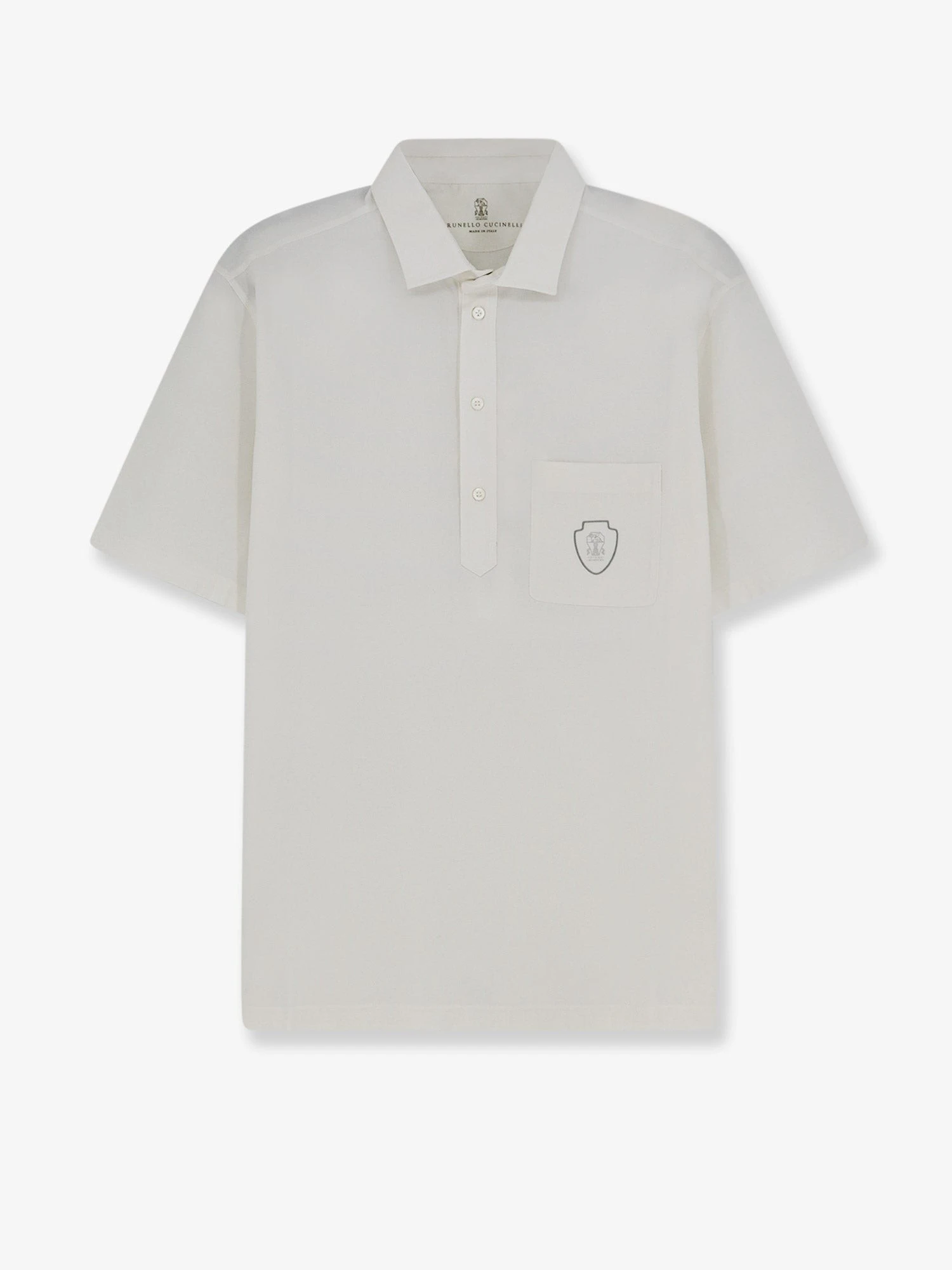 Virgin wool polo shirt with front logo patch.webp