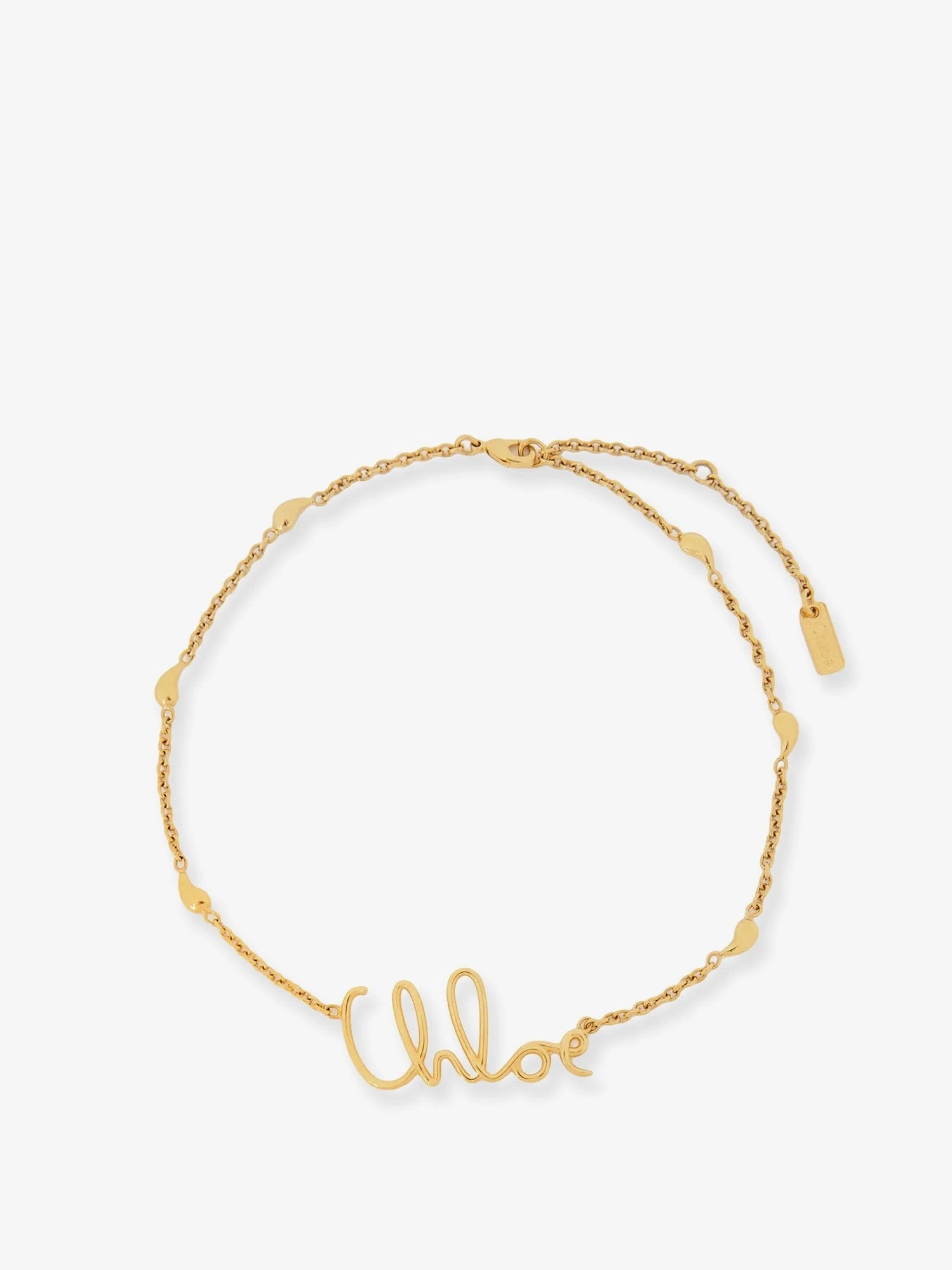 Brass necklace with lettering logo.webp