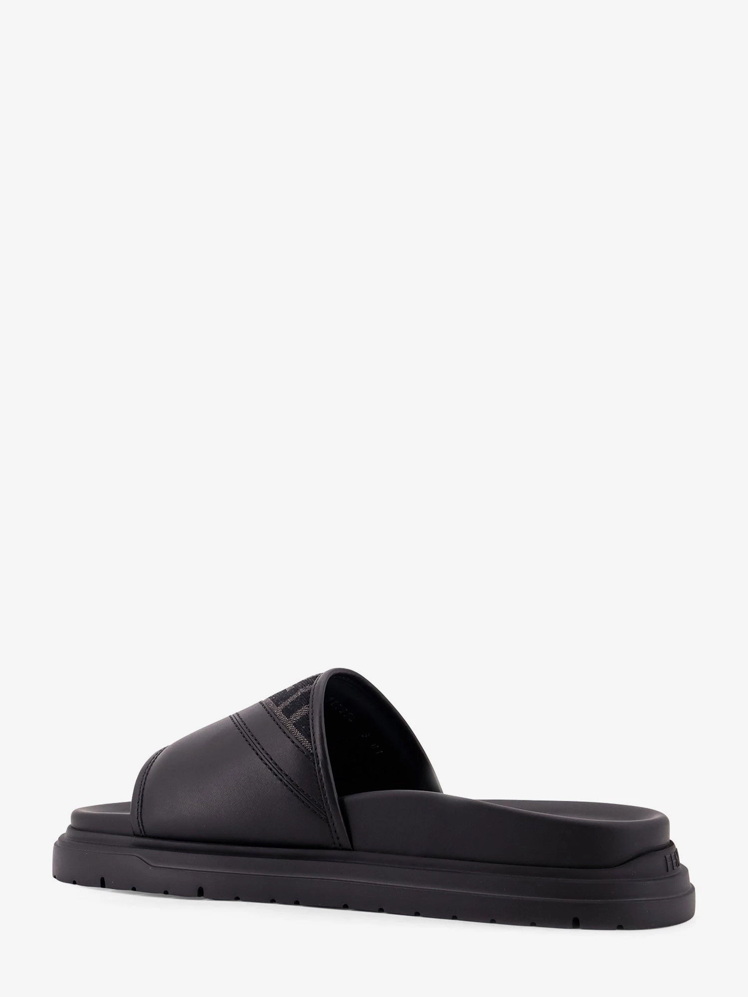 Low leather sandals with FF jacquard insert.webp