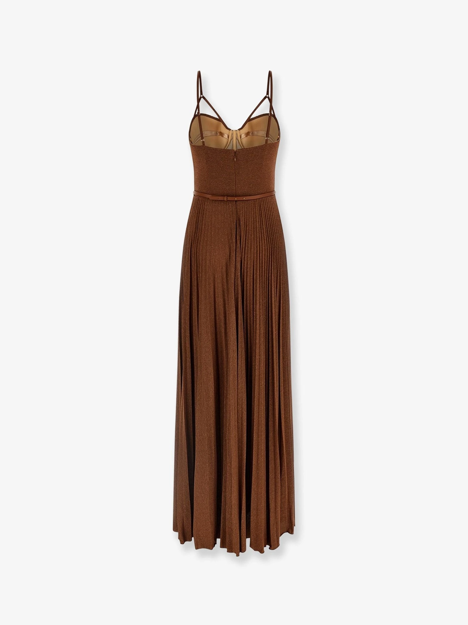 Red Carpet laminated long dress with belt.webp