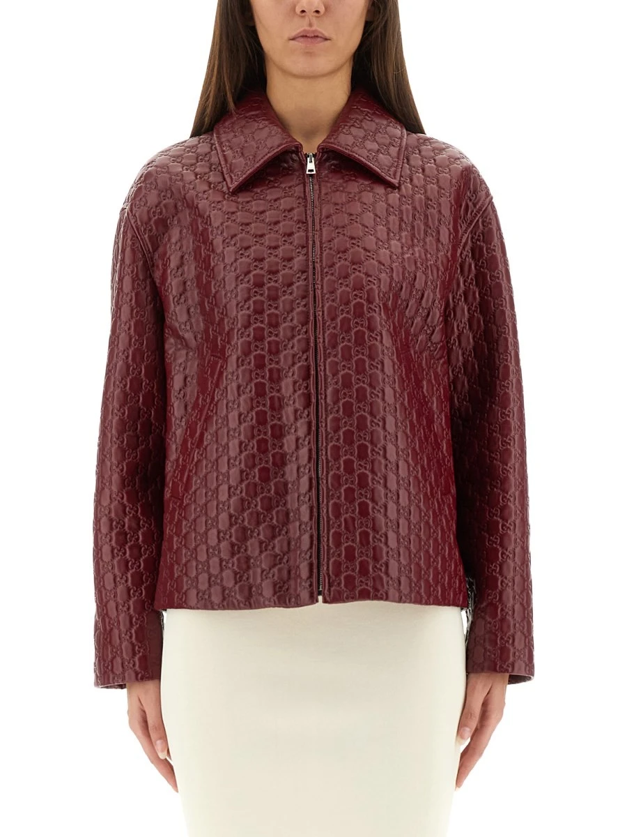 OVERSIZED LEATHER JACKET WITH EMBOSSED GG.webp
