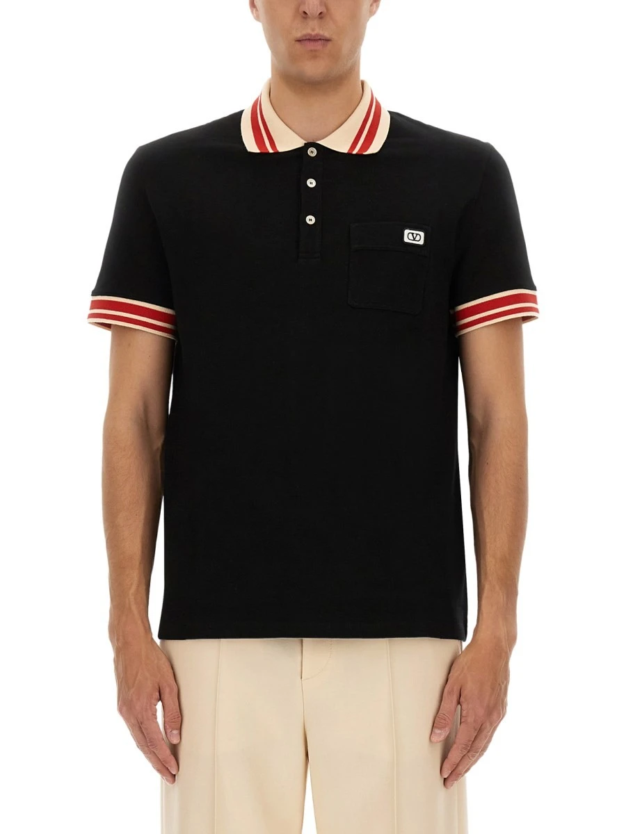 COTTON PIQUE POLO SHIRT WITH "VLOGO" PATCH.webp
