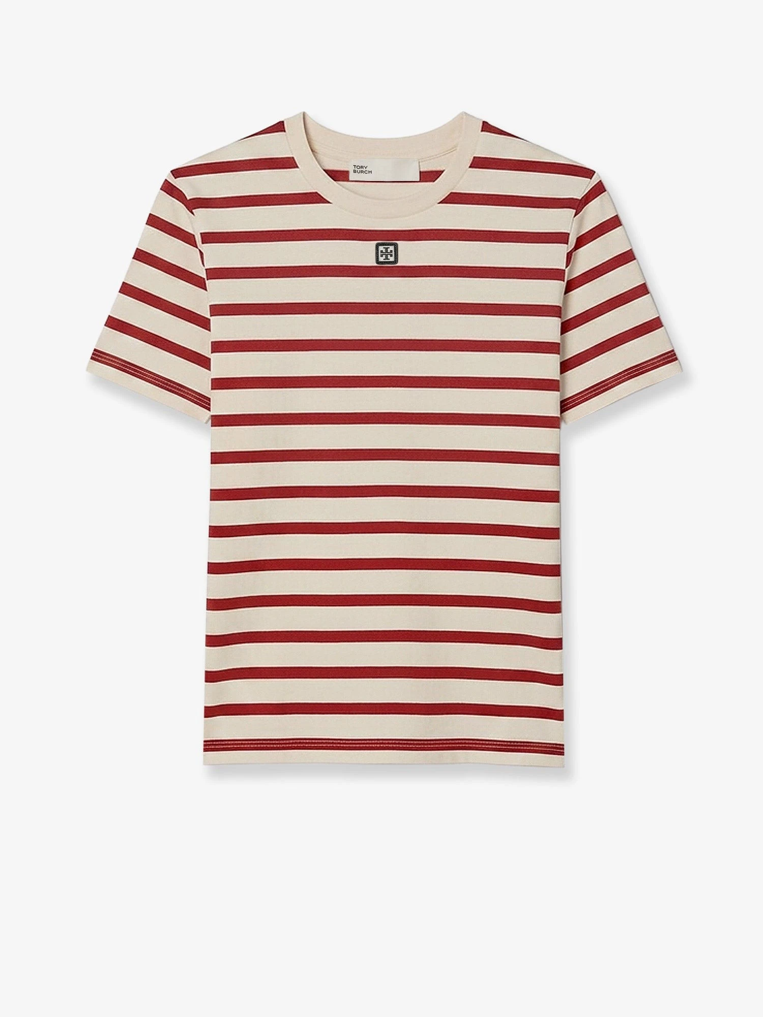 Cotton T-shirt with striped pattern.webp