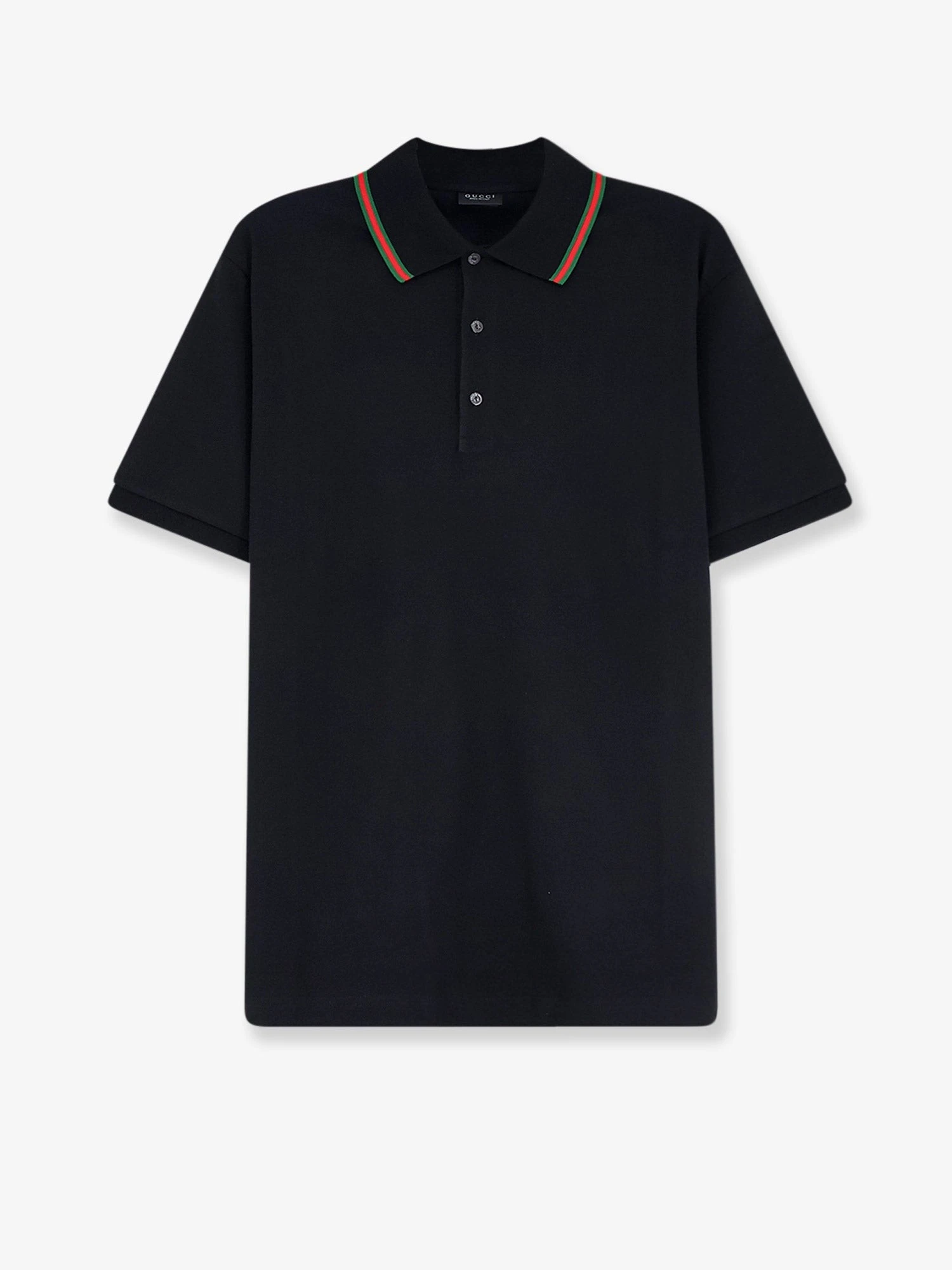 Cotton polo shirt with Nastro Web detail on the collar.webp