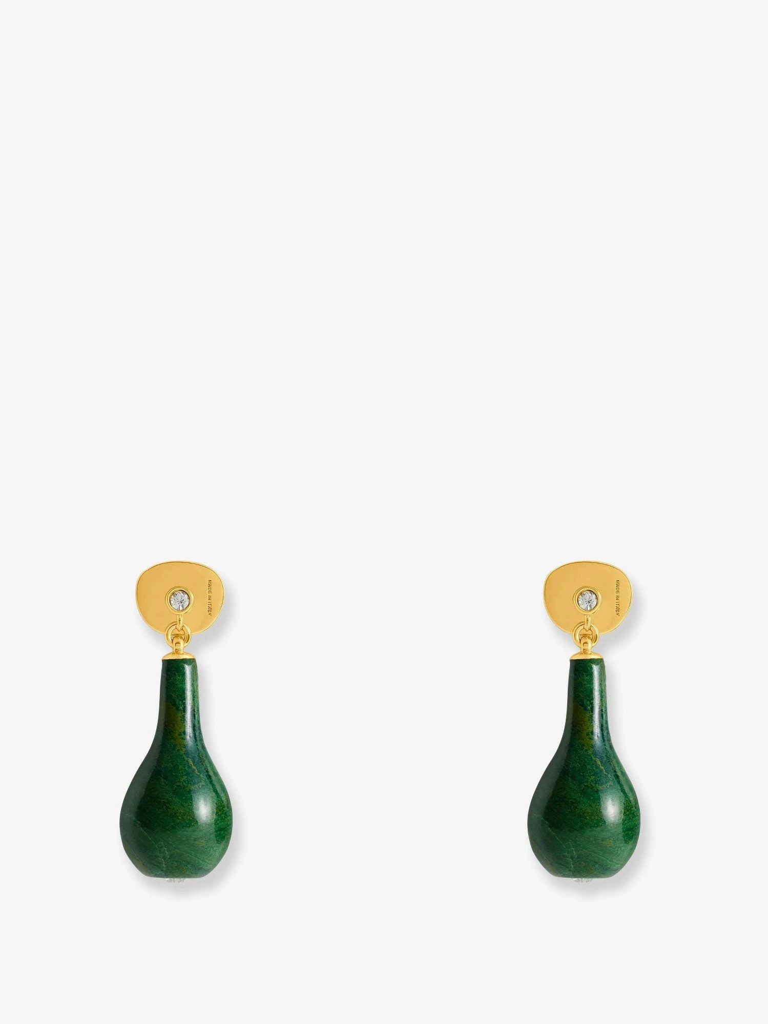 Jade Drops Brass Earrings