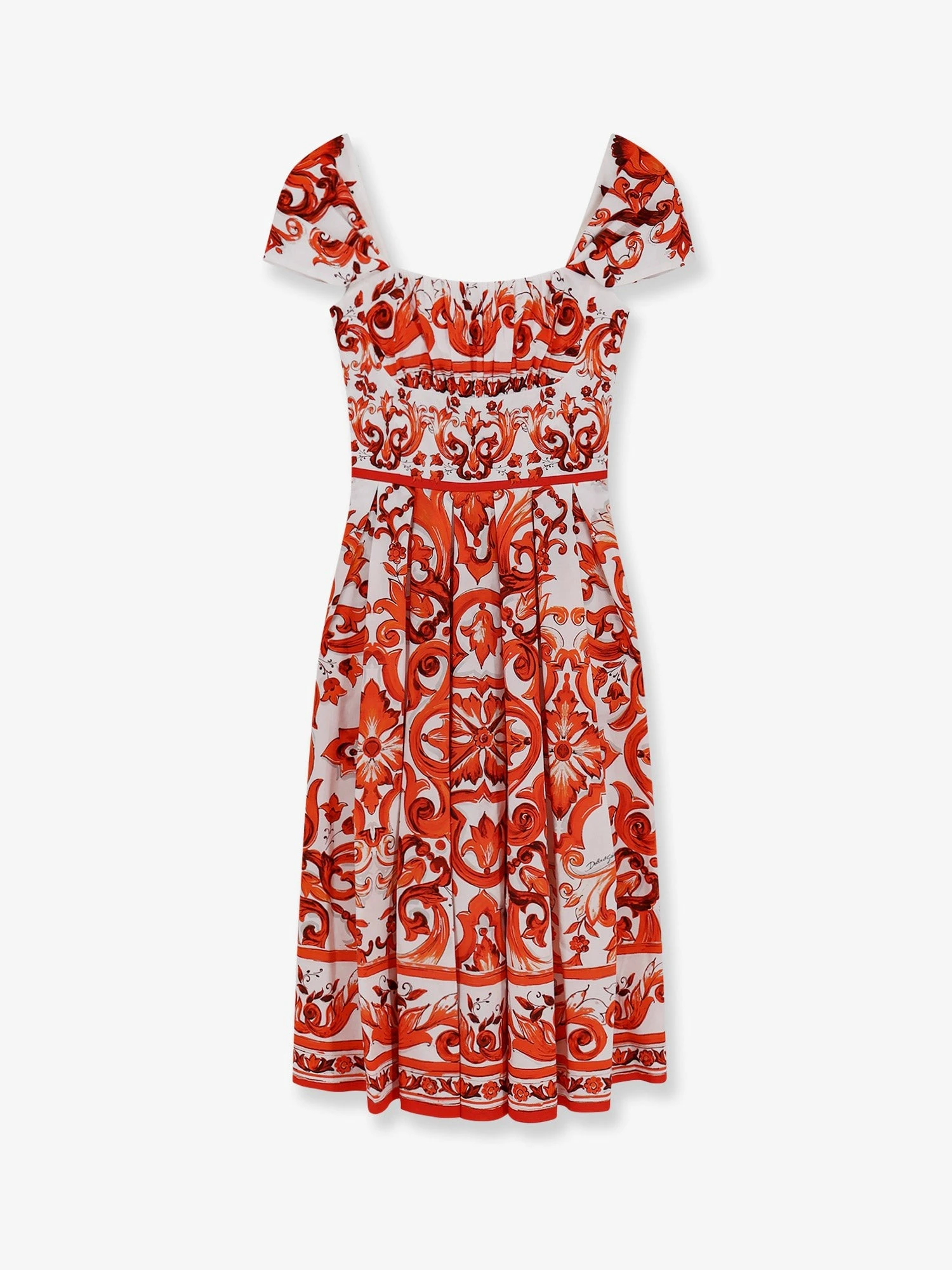 Cotton long dress with Maiolica print.webp