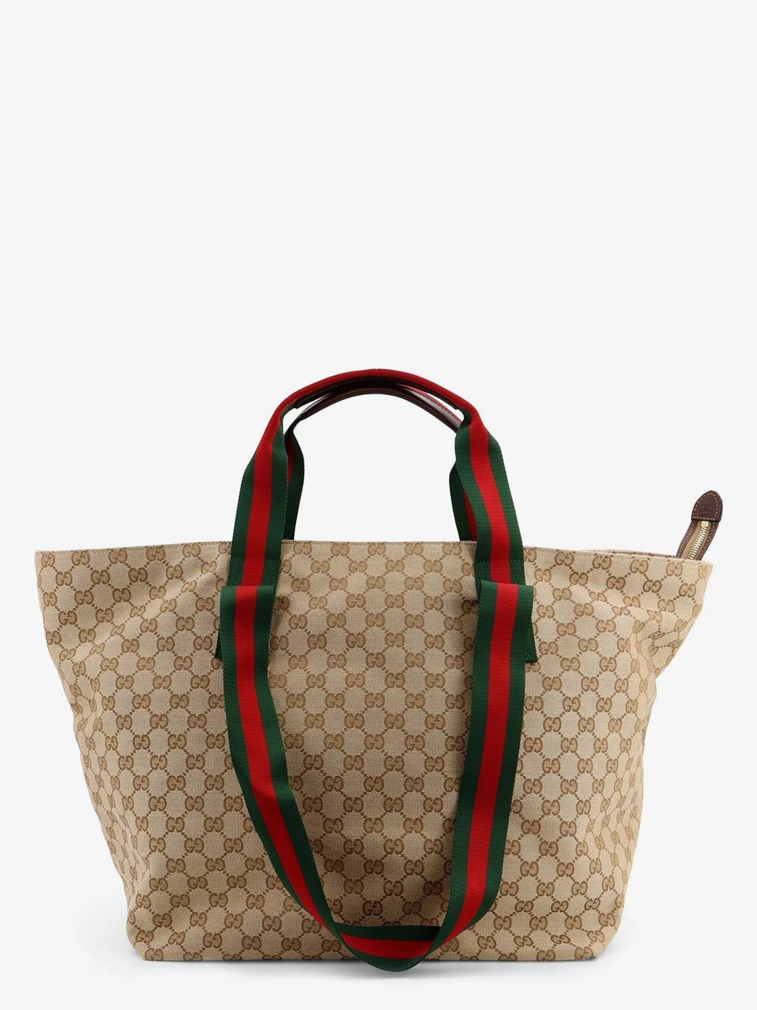 GG fabric shopping bag with Nastro Web handle detail.webp
