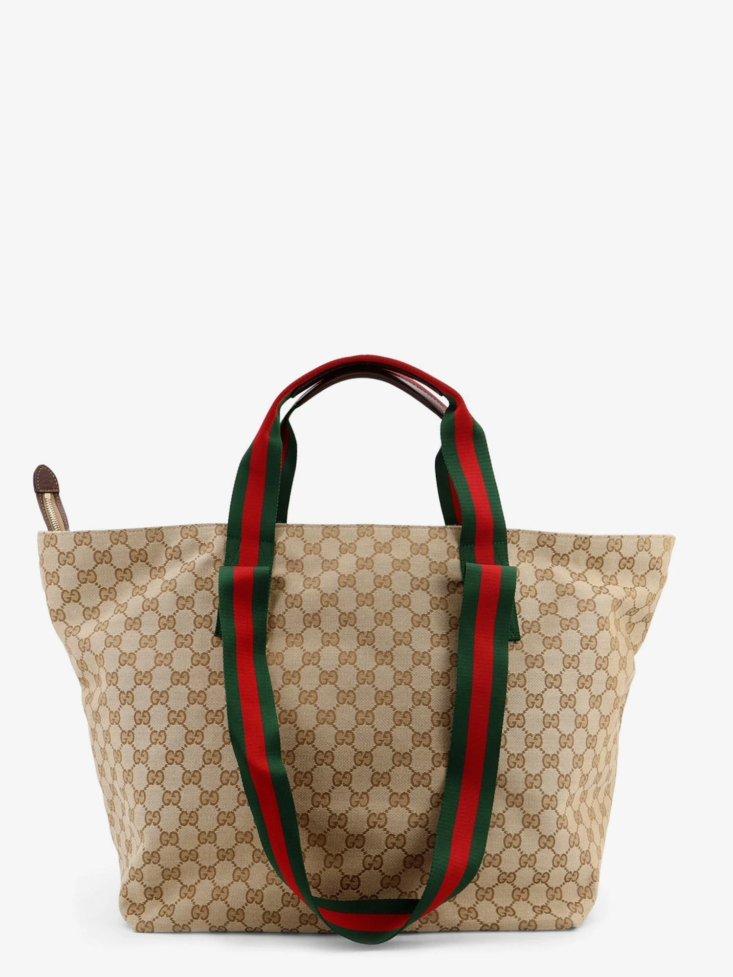 GG fabric shopping bag with Nastro Web handle detail.webp