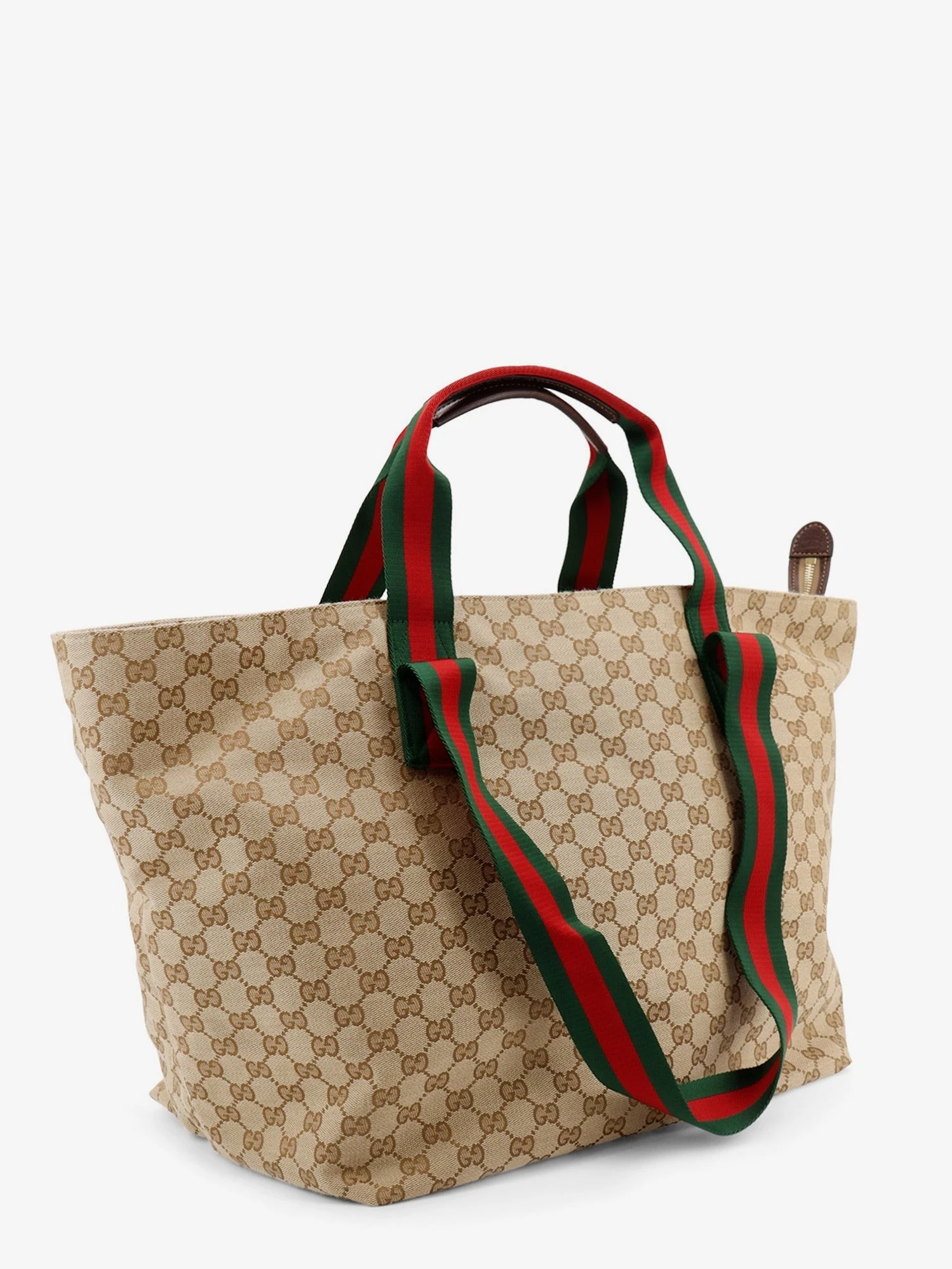 GG fabric shopping bag with Nastro Web handle detail.webp