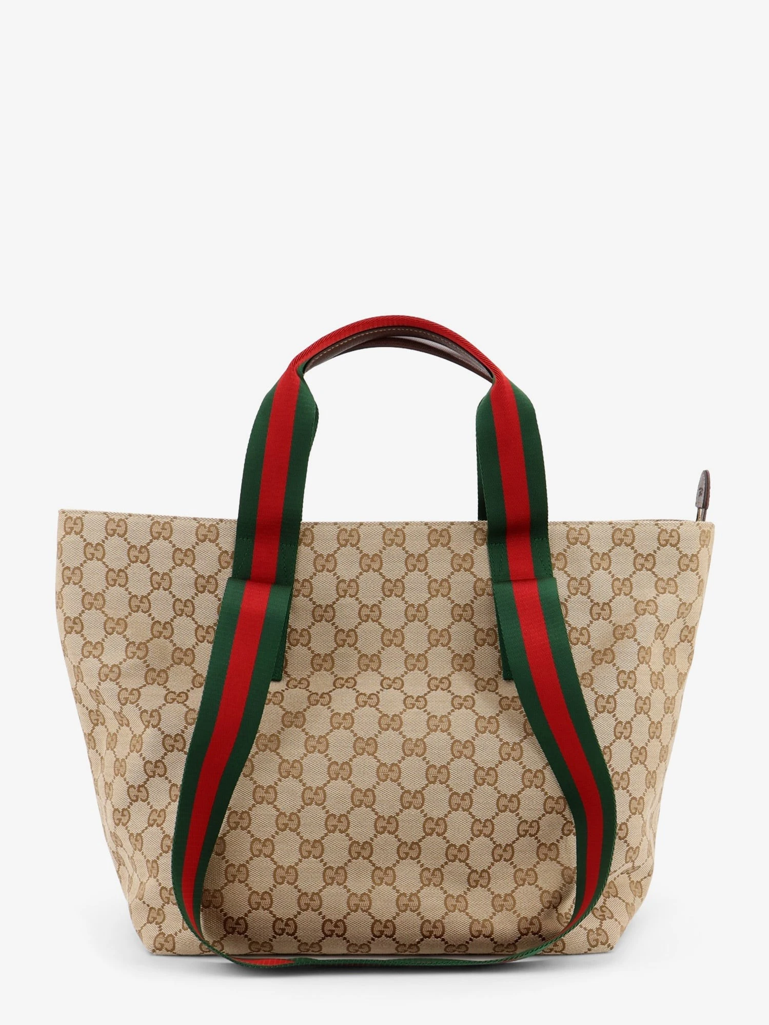 GG fabric shopping bag with Nastro Web handles.webp
